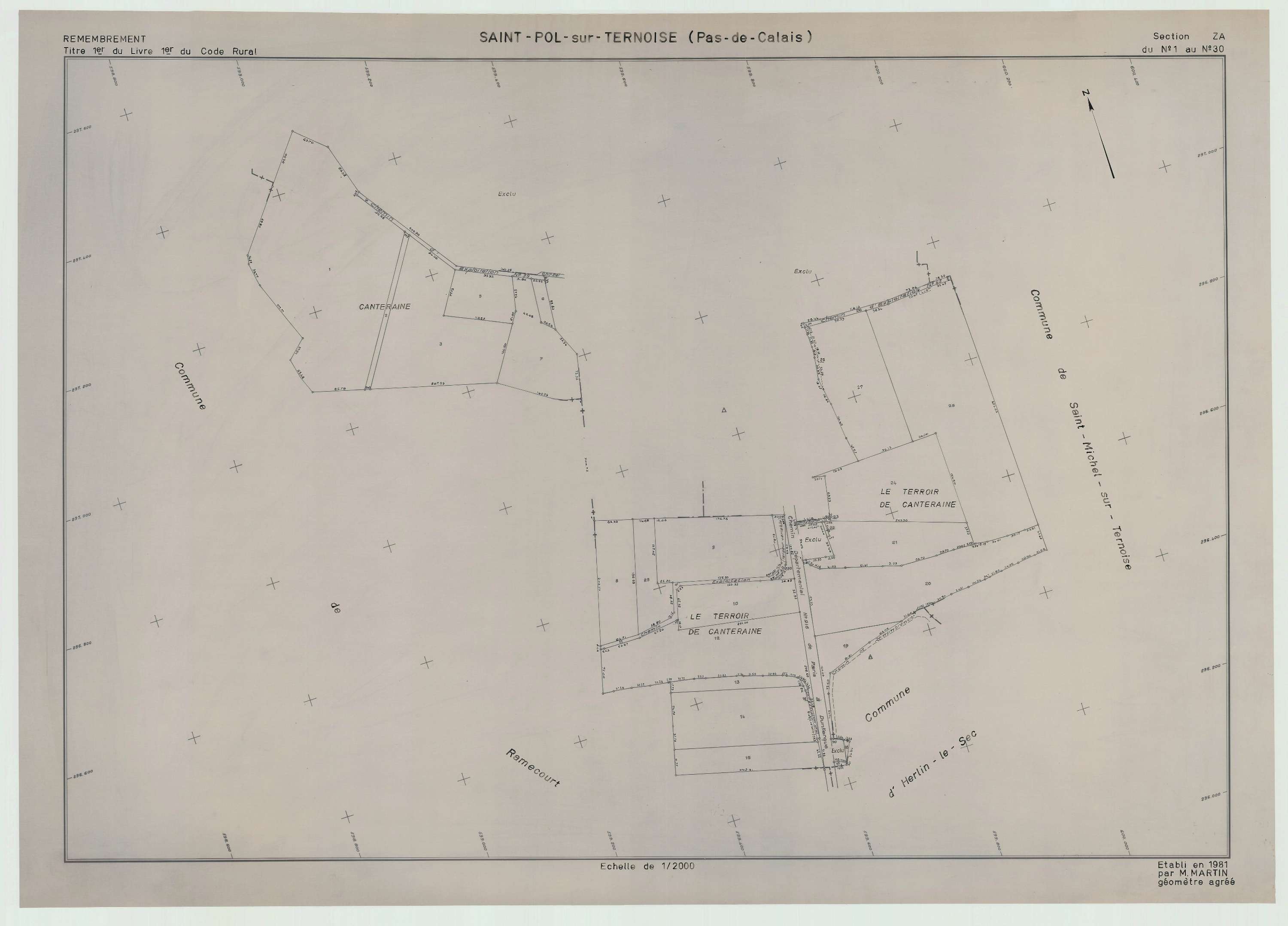 Saint-Michel-sur-Ternoise - Plan de remembrement : section ZA.