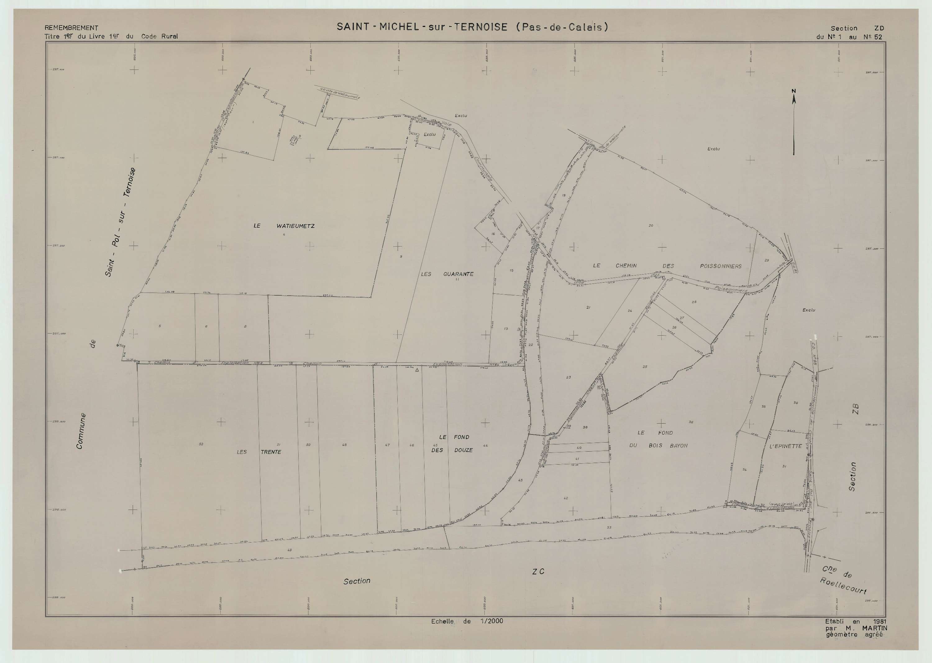 Saint-Michel-sur-Ternoise - Plan de remembrement : section ZD.