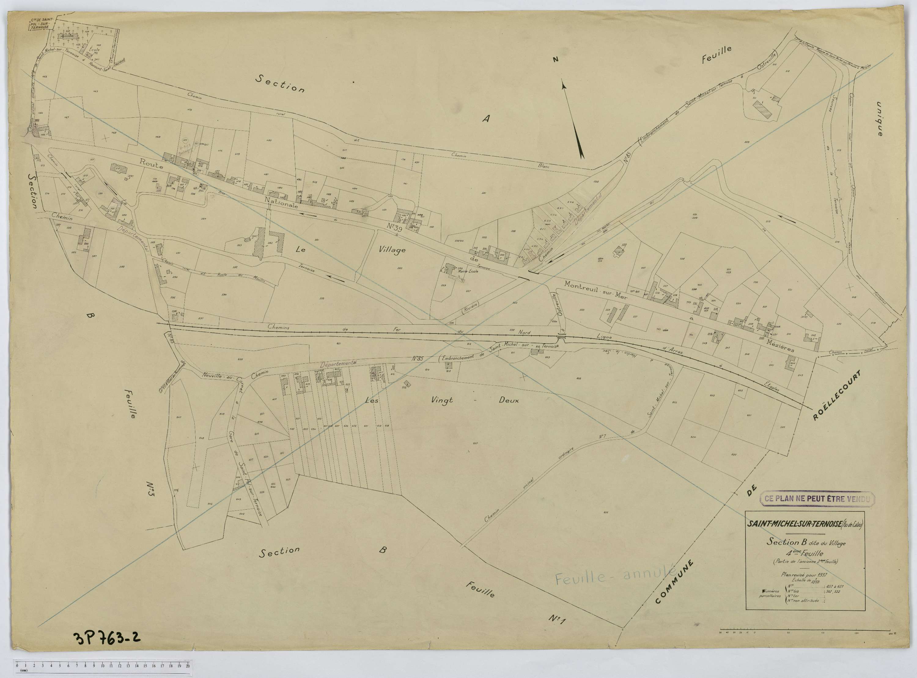 Saint-Michel-sur-Ternoise - Section B, feuille 4.