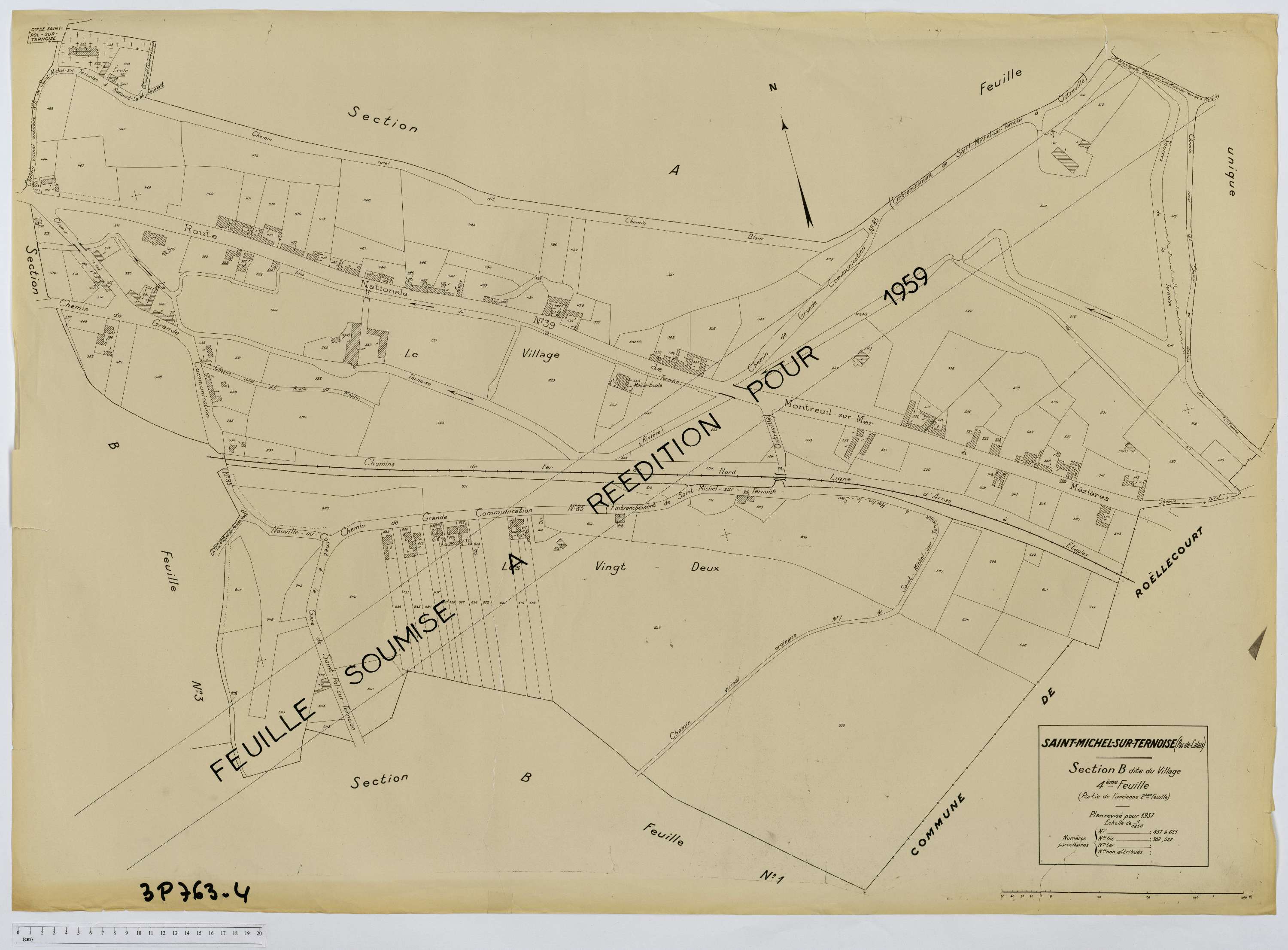 Saint-Michel-sur-Ternoise - Section B, feuille 4.
