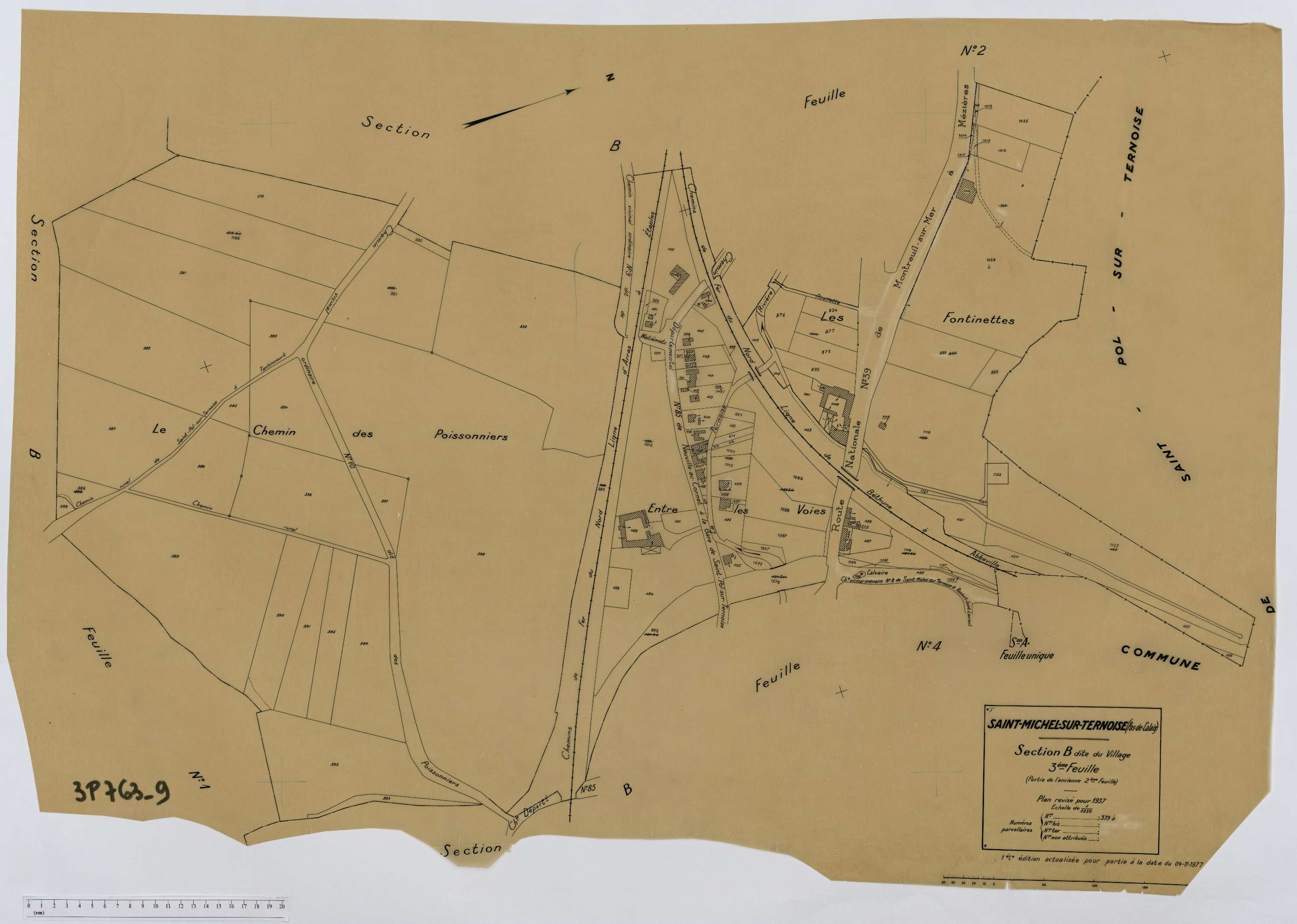 Saint-Michel-sur-Ternoise - Section B, feuille 3.