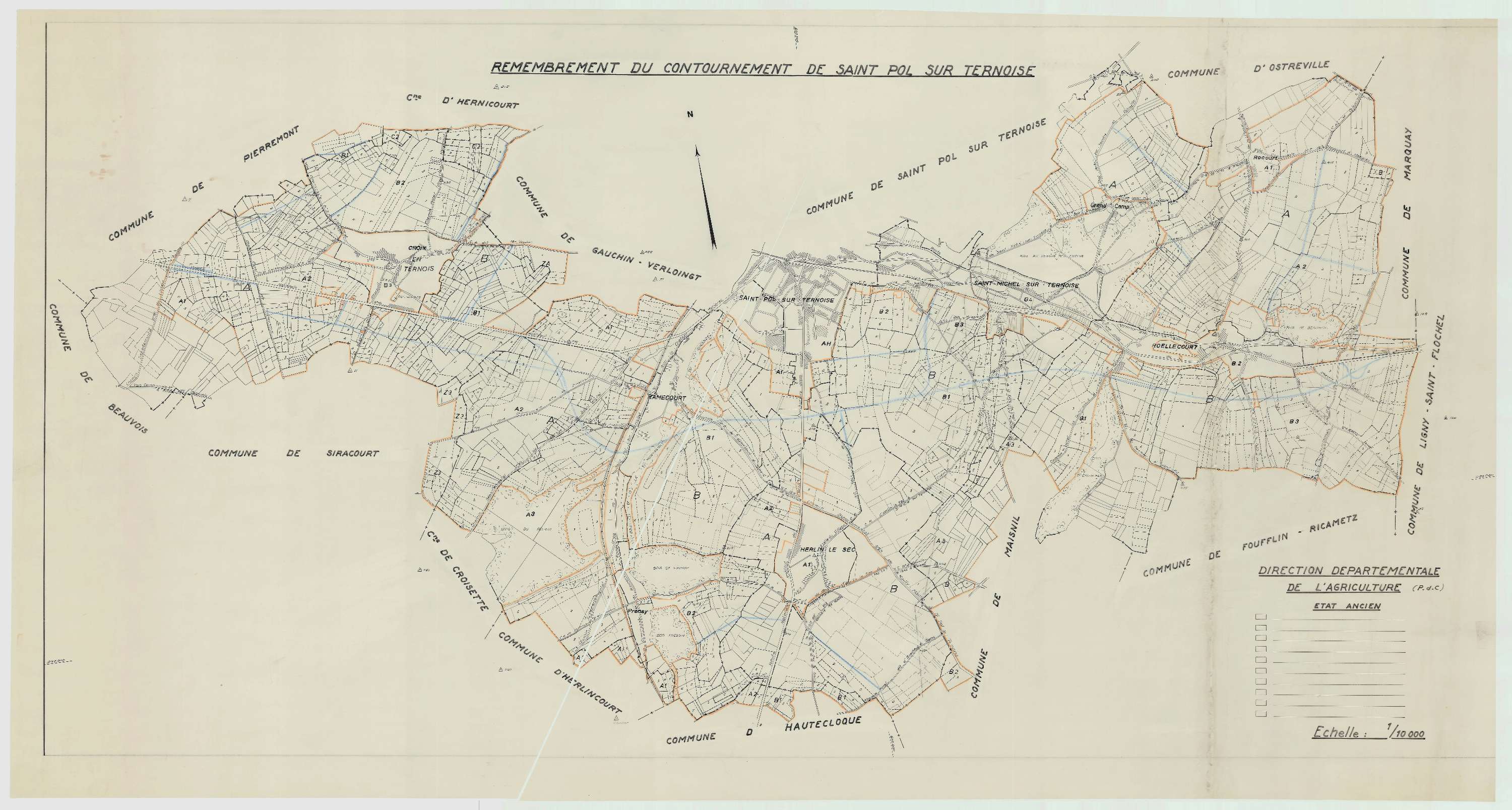 Saint-Pol-sur-Ternoise - Plan cadastral : tableau d'assemblage antérieur au remembrement.