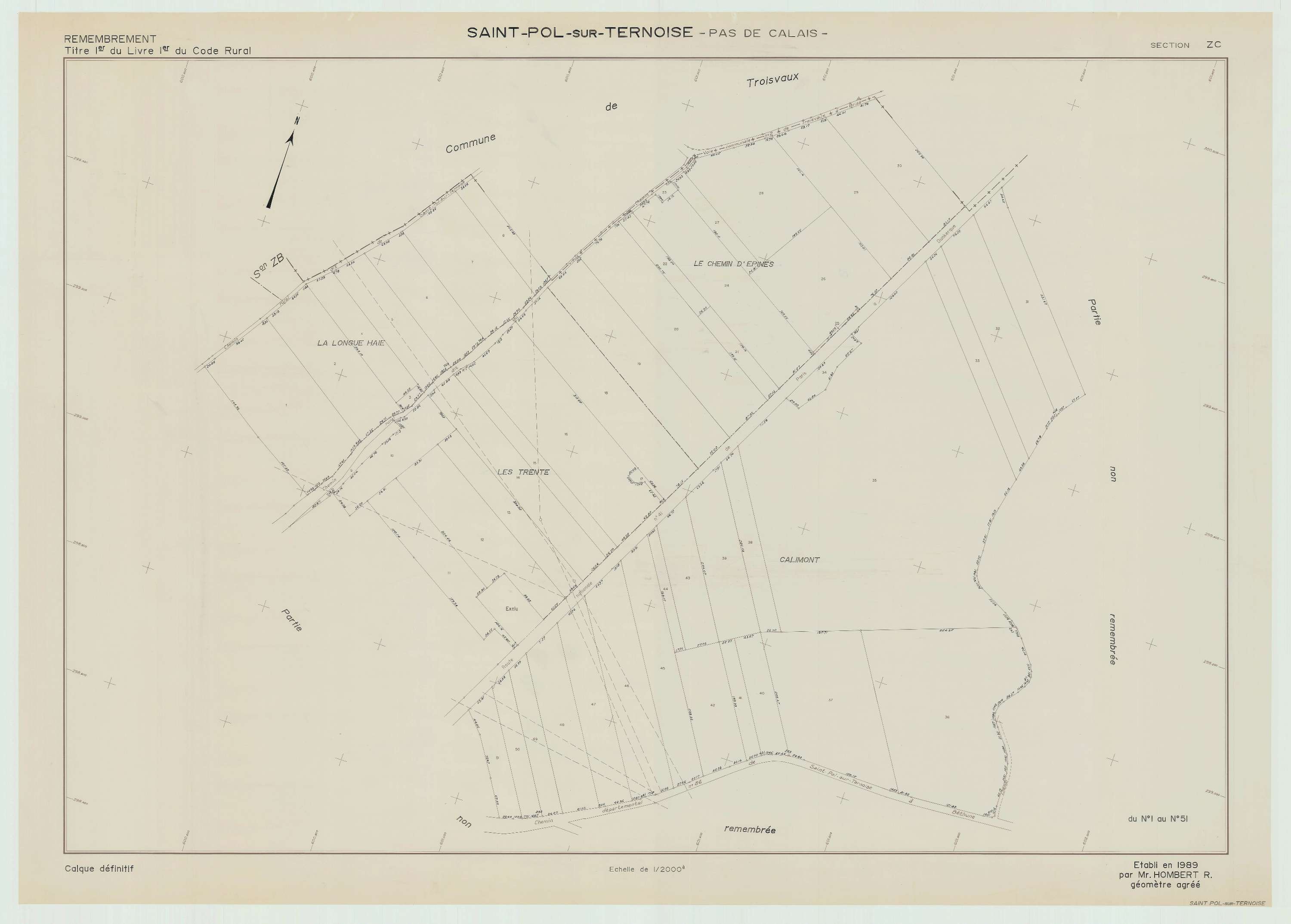 Saint-Pol-sur-Ternoise - Plan de remembrement : section ZC.