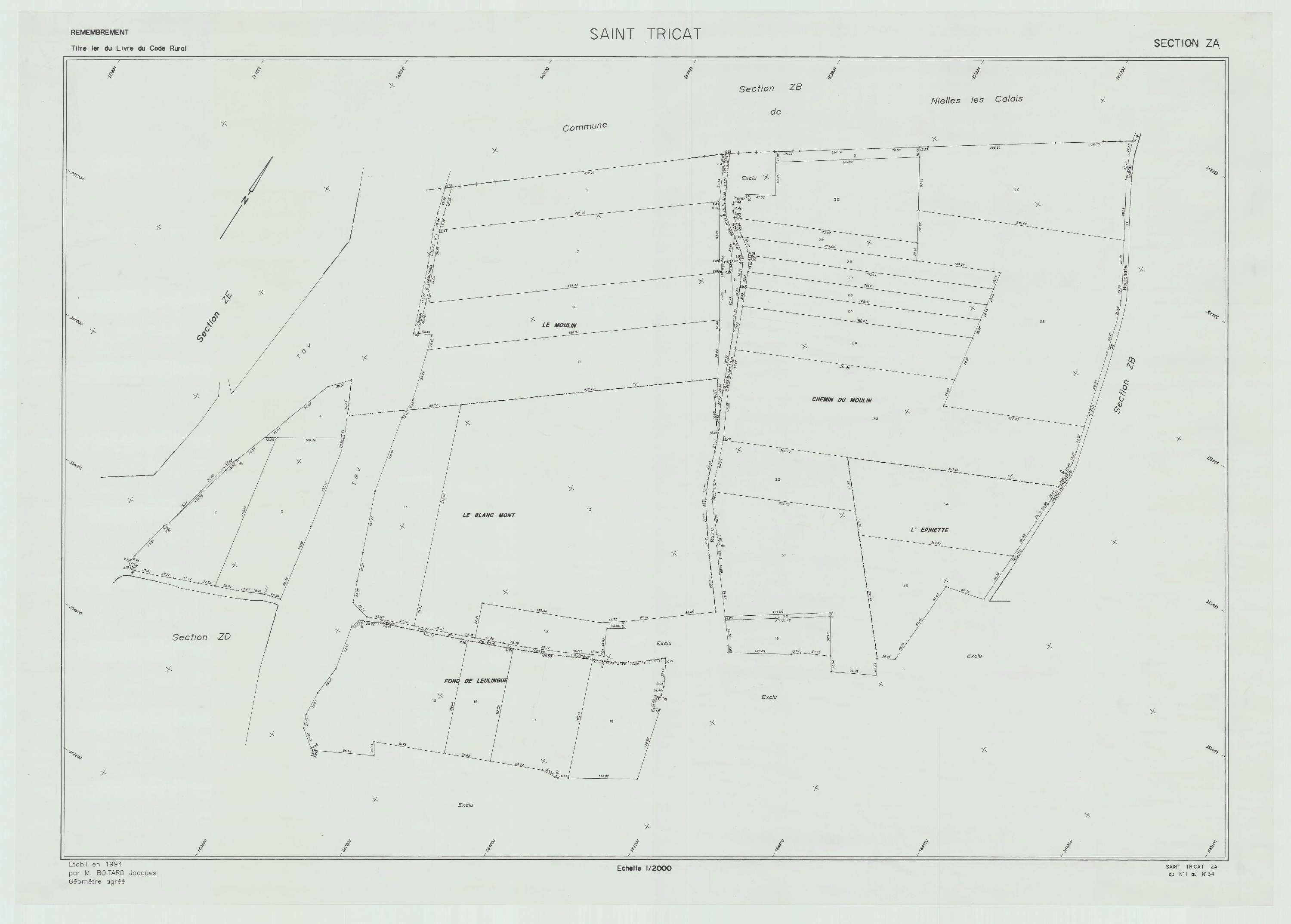 Saint-Tricat - Plan de remembrement : section ZA.