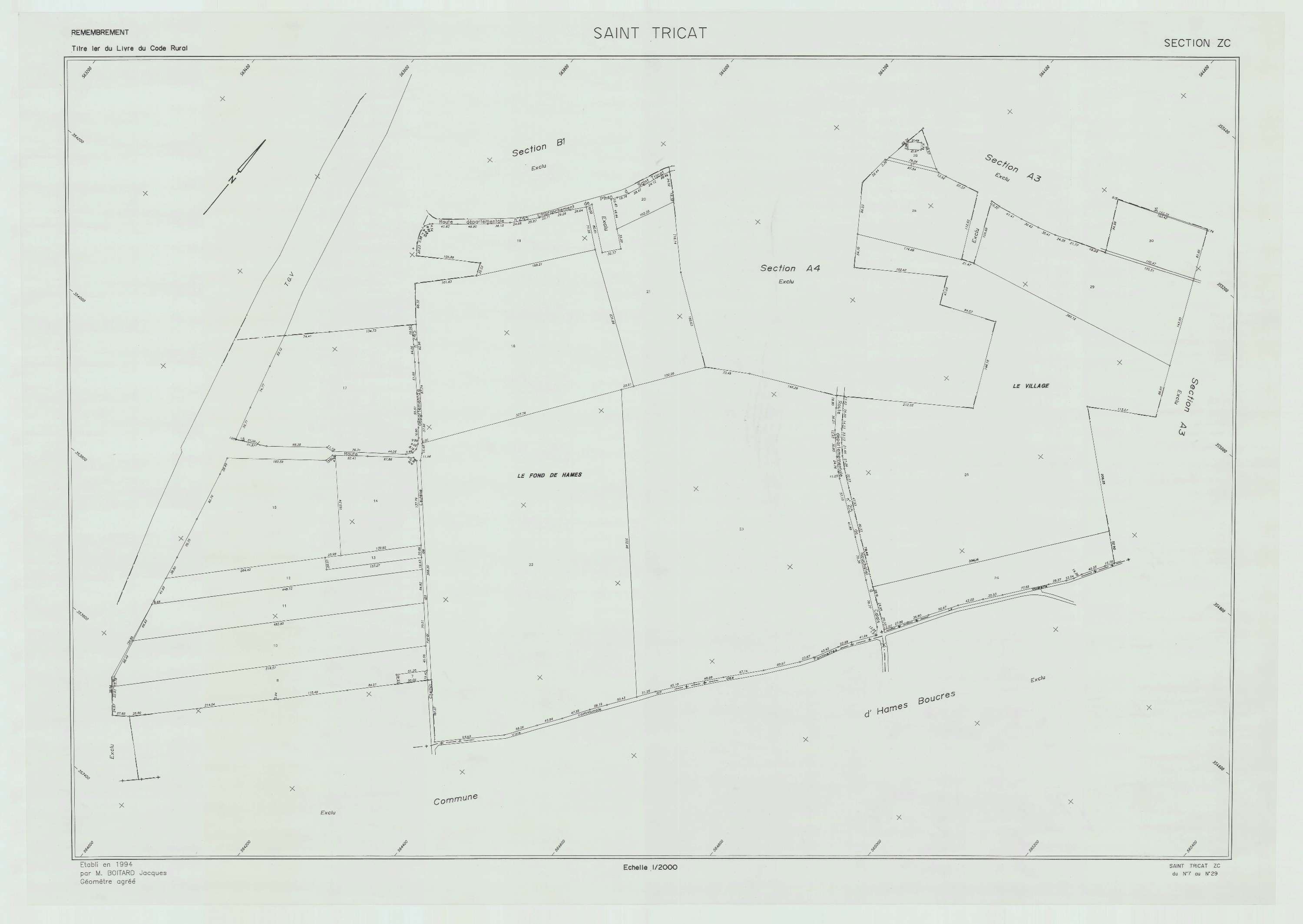 Saint-Tricat - Plan de remembrement : section ZC.