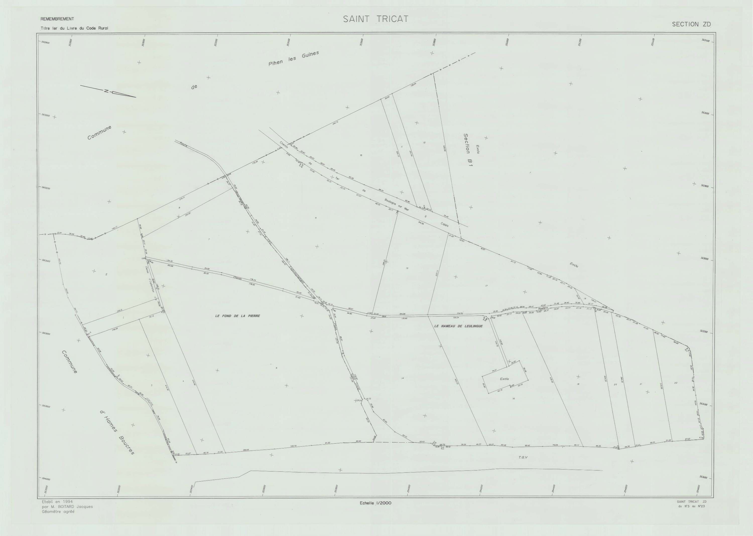 Saint-Tricat - Plan de remembrement : section ZD.