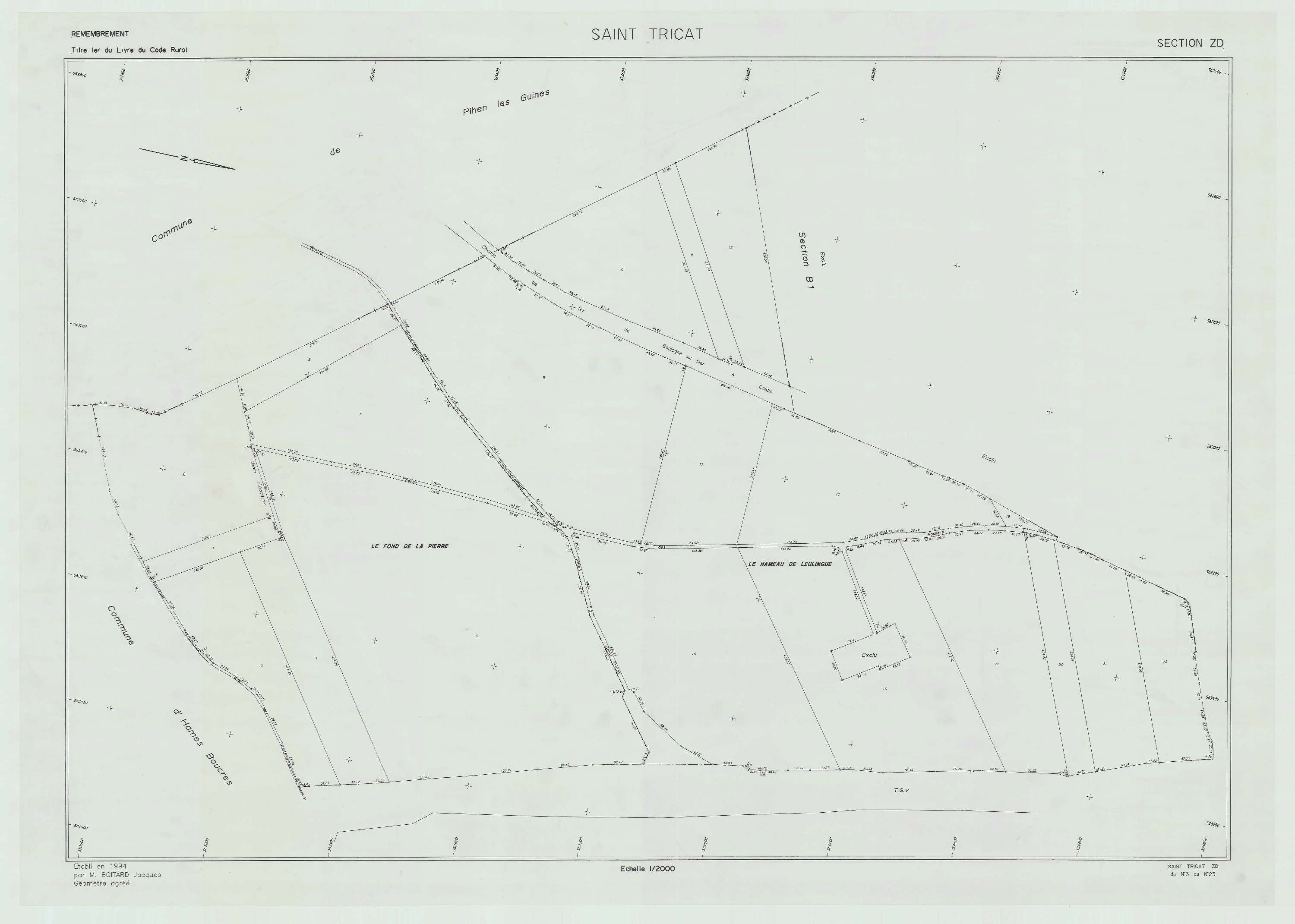 Saint-Tricat - Plan de remembrement : section ZD.