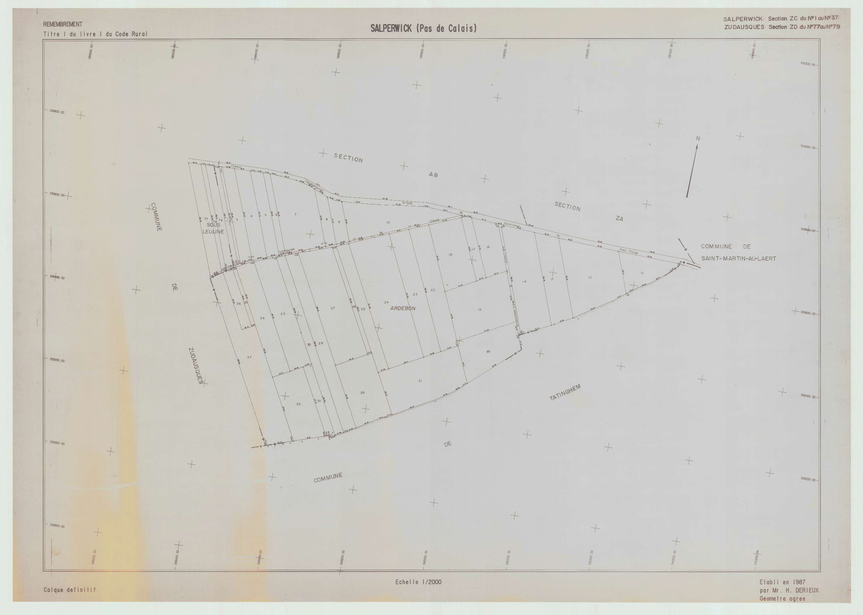 Salperwick - Plan de remembrement : section ZC.
