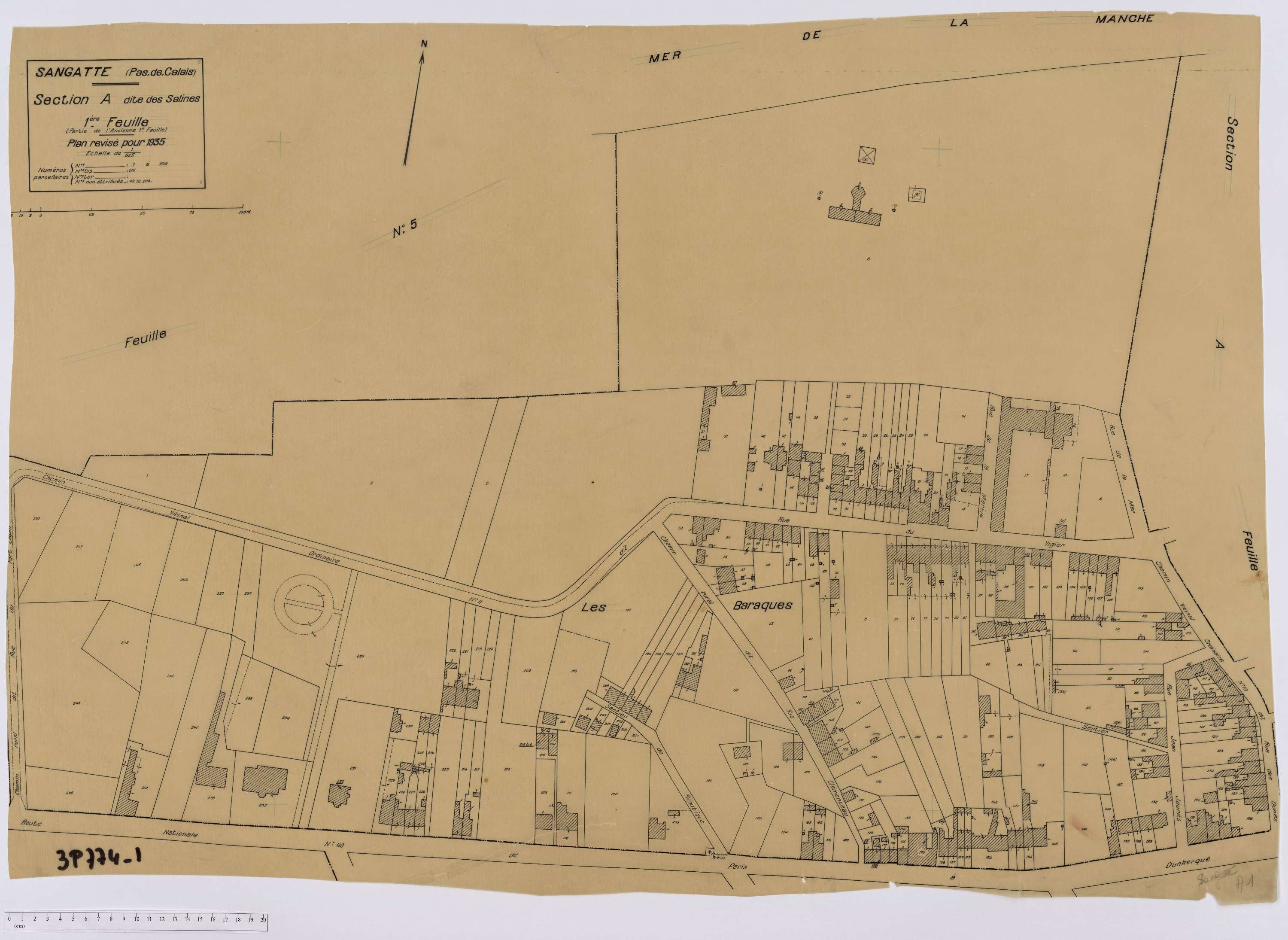 Sangatte - Section A, feuille 1.