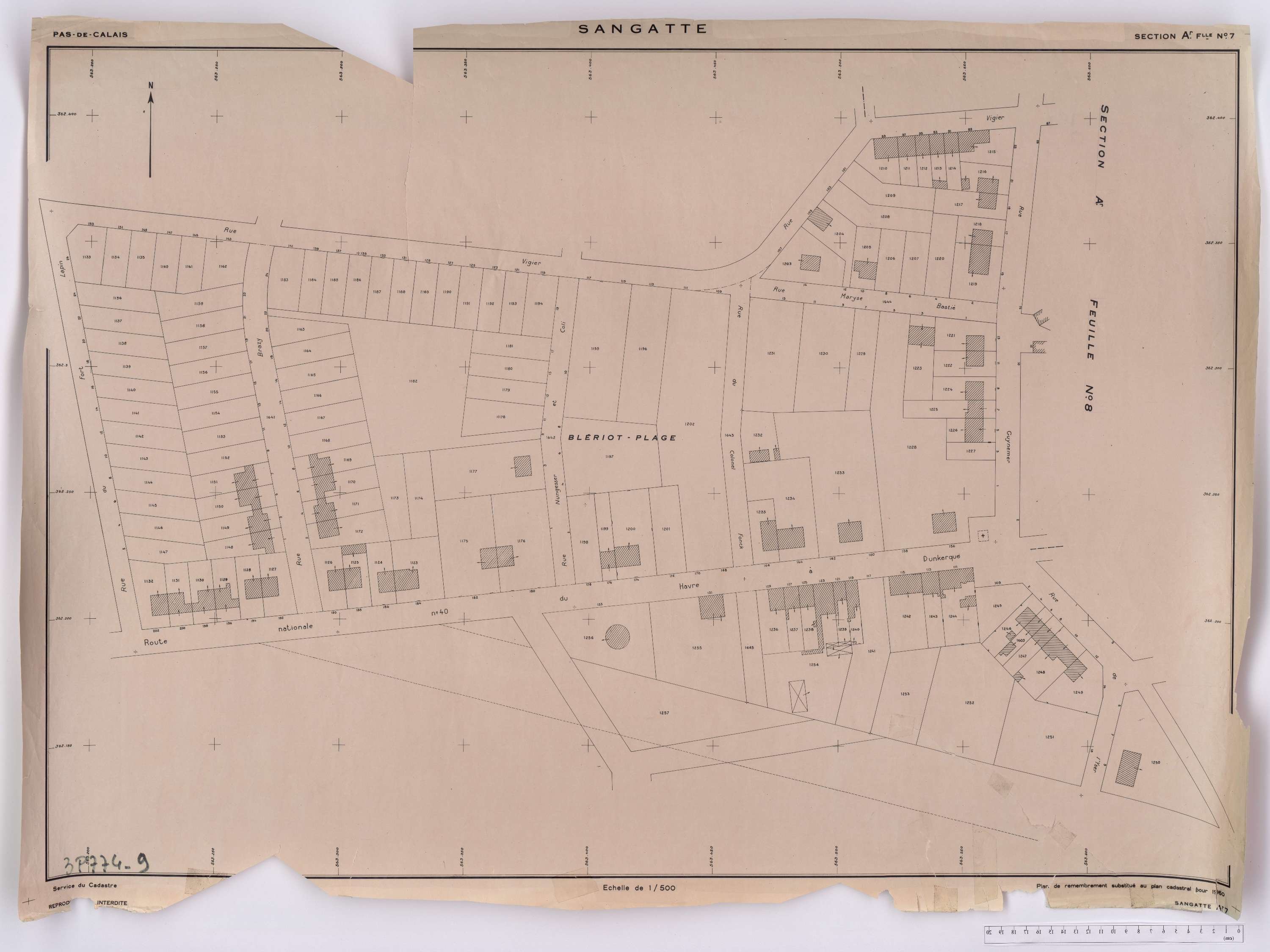 Sangatte - Section A, feuille 7.