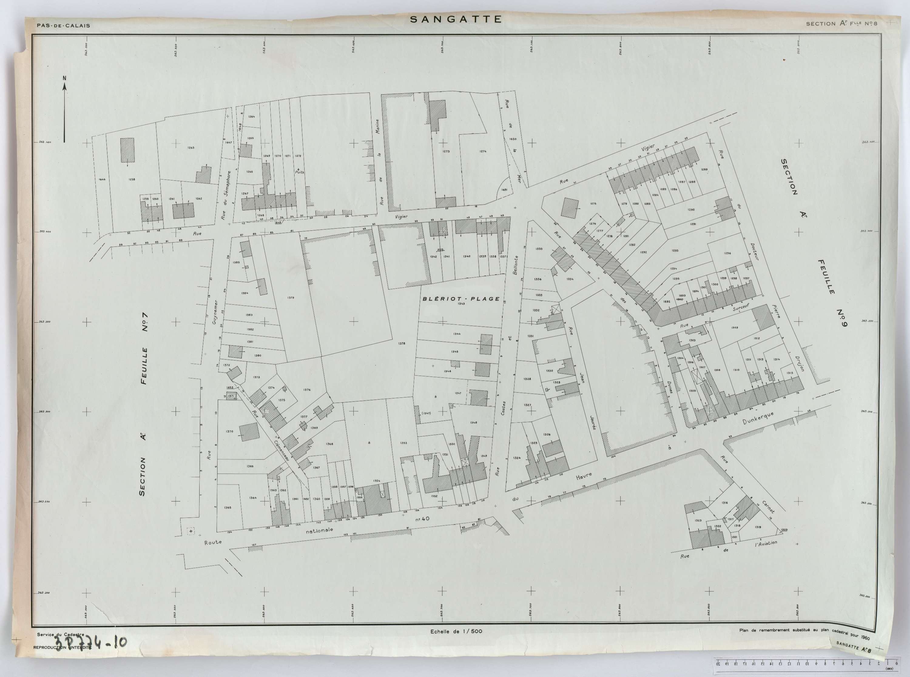 Sangatte - Section A, feuille 8.