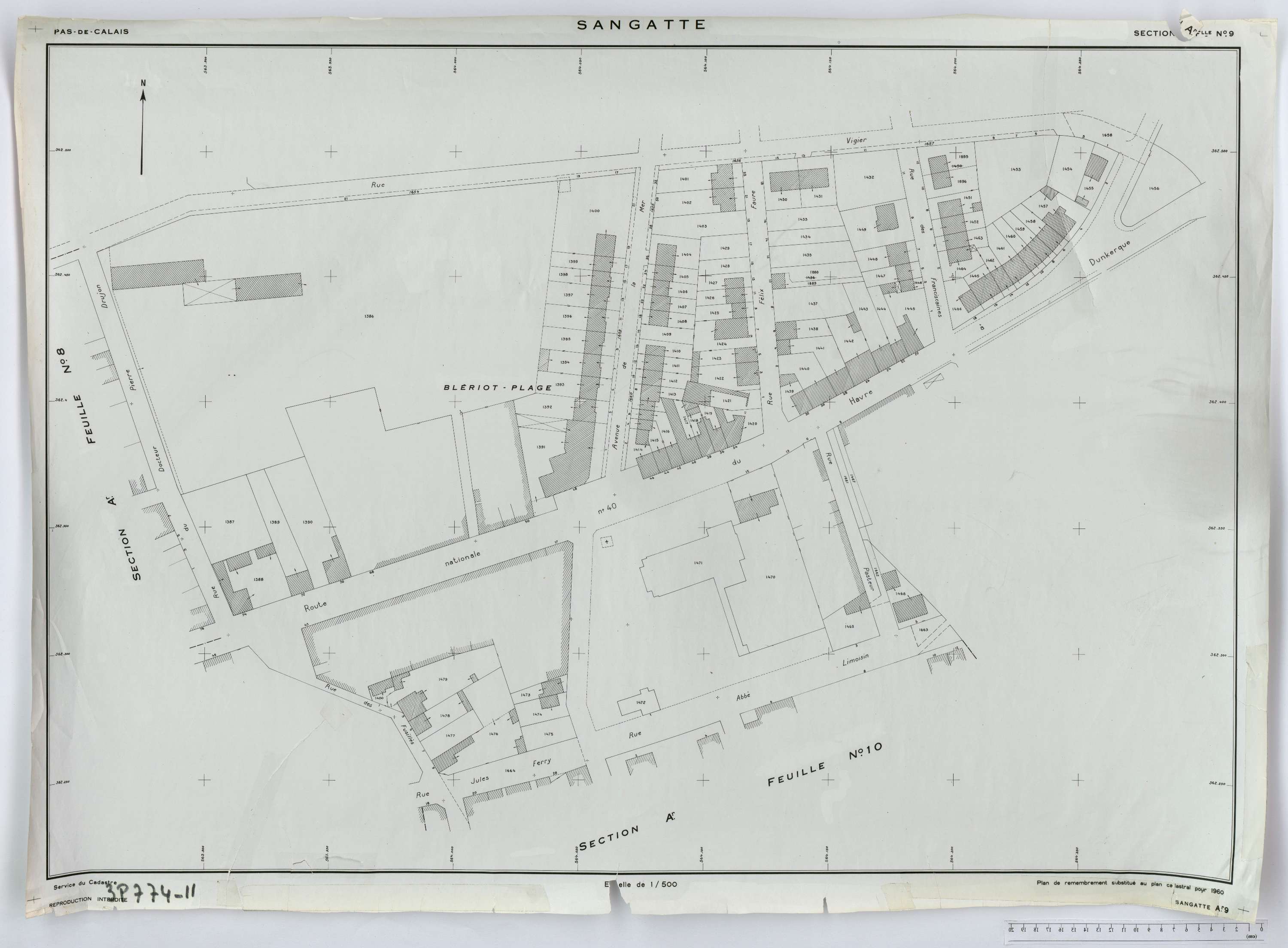Sangatte - Section A, feuille 9.
