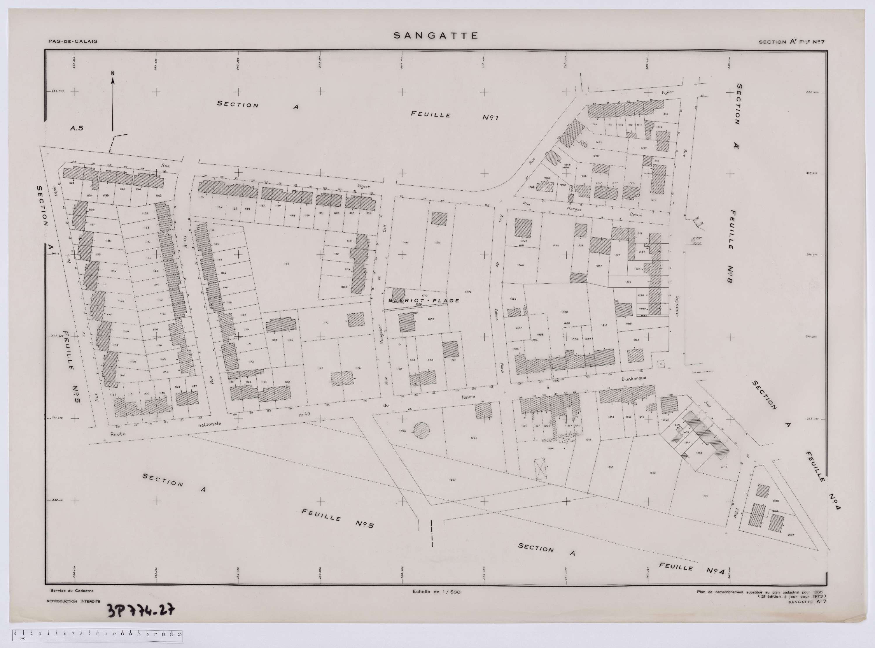 Sangatte - Section A, feuille 7.