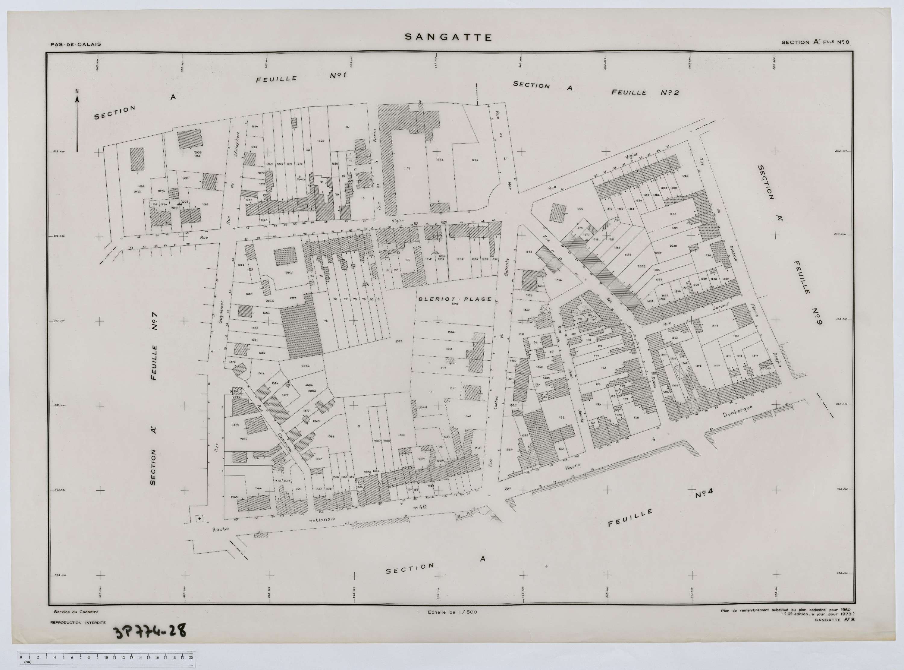 Sangatte - Section A, feuille 8.