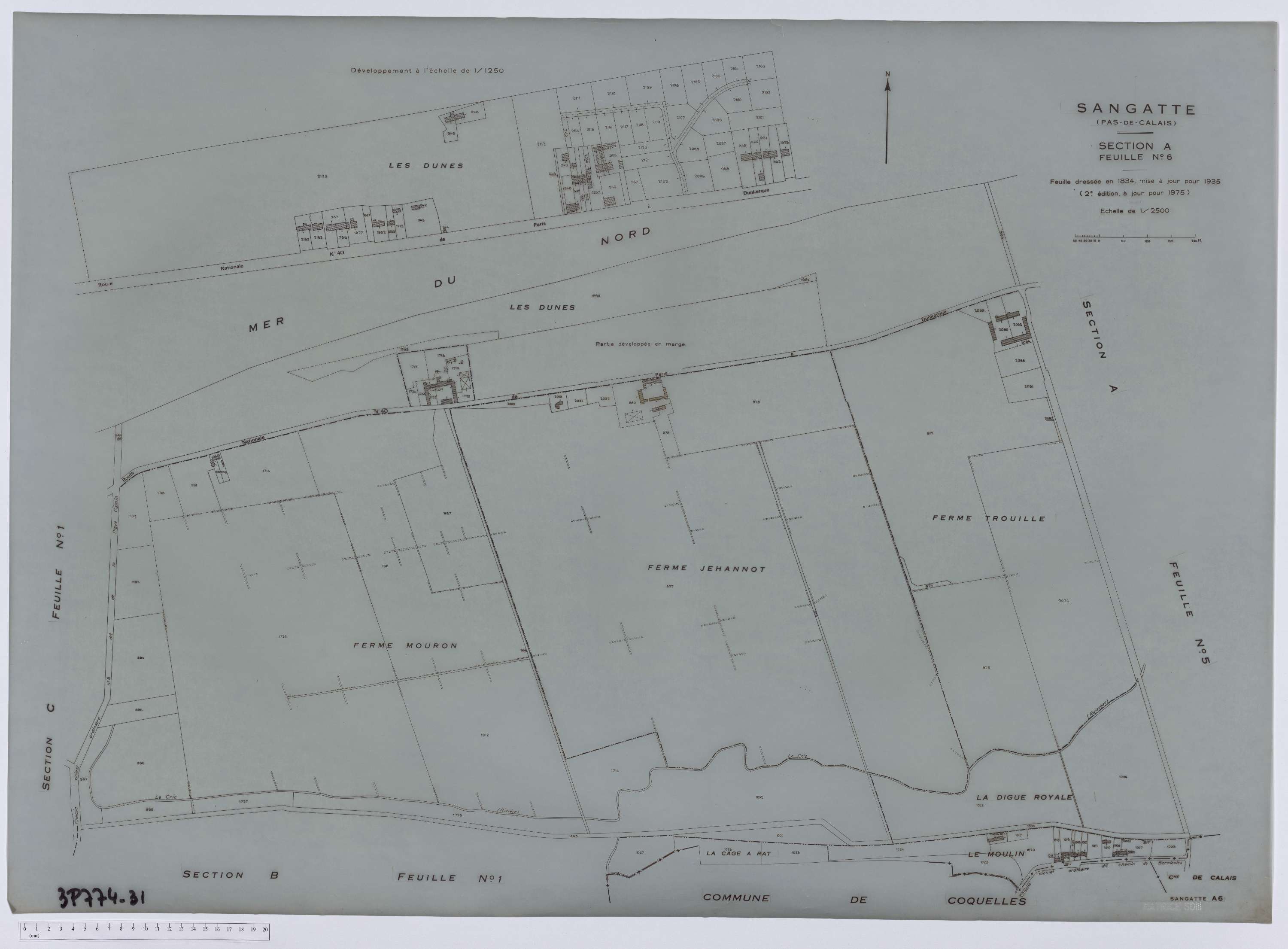 Sangatte - Section A, feuille 6.