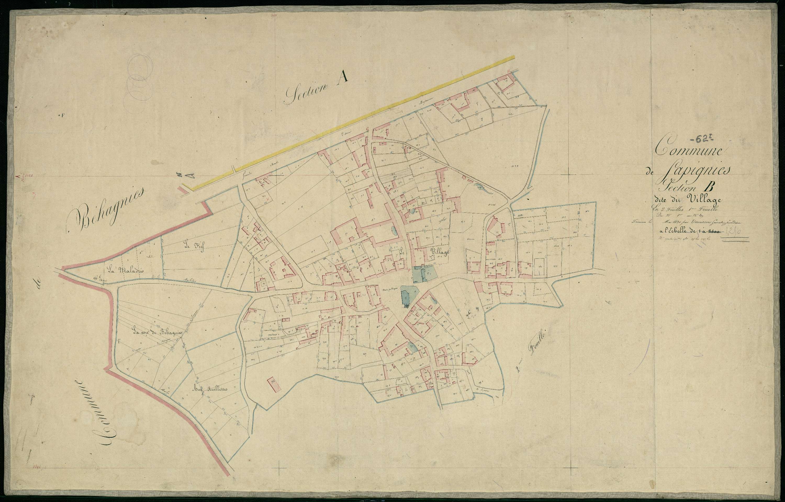 Sapignies - Section B, 1re feuille