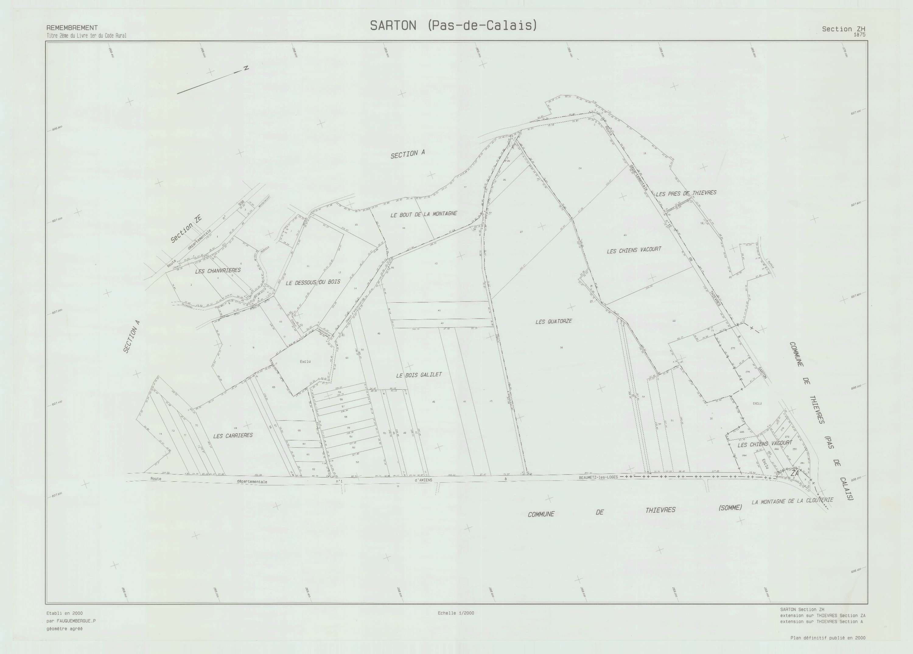 Sarton - Plan de remembrement : section ZH.