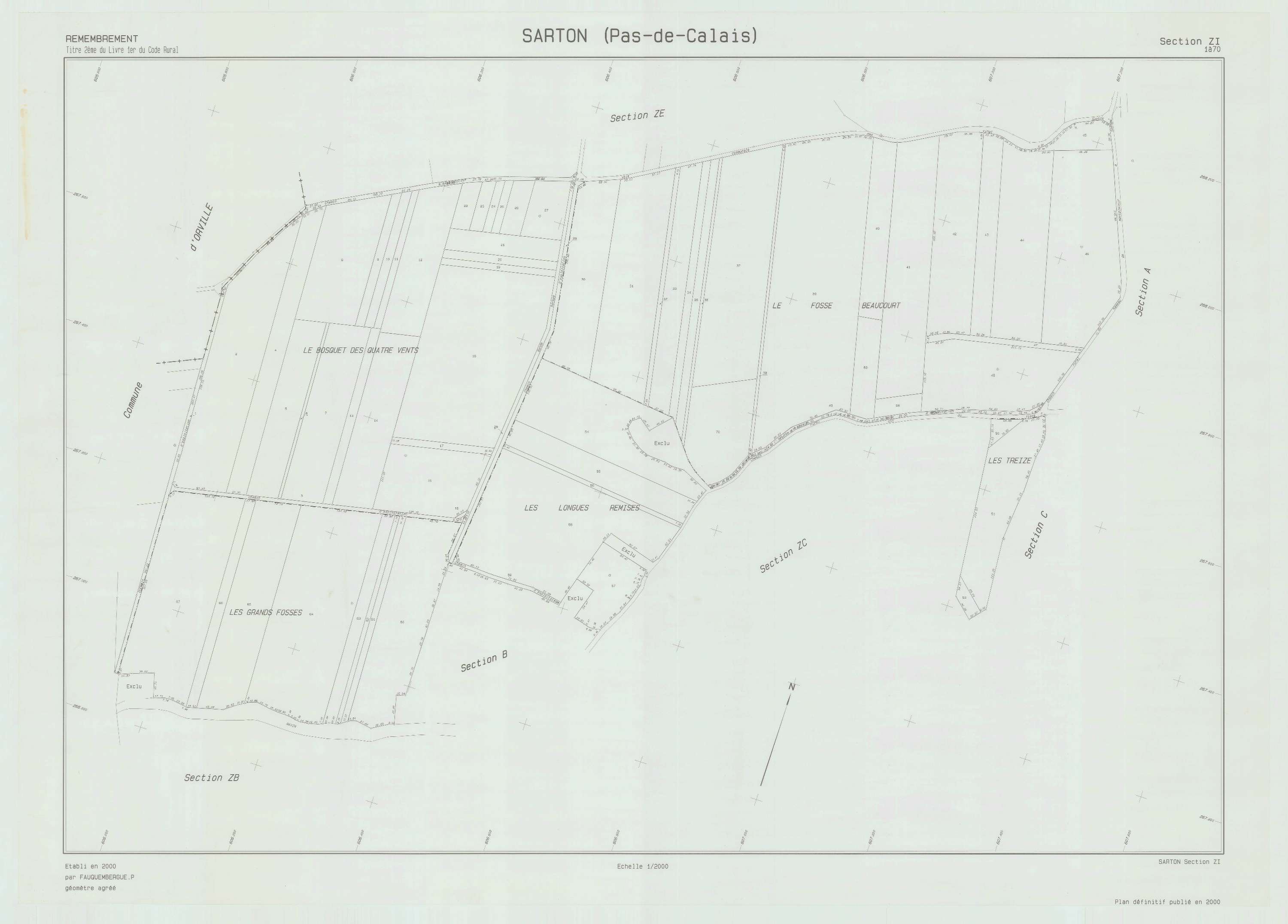 Sarton - Plan de remembrement : section ZI.