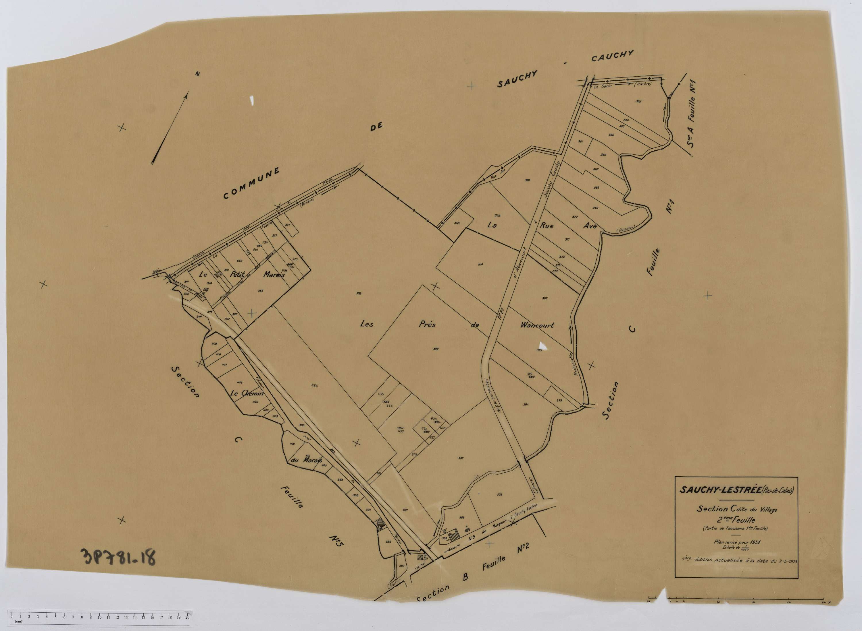 Sauchy-Lestrée - Section C, feuille 2.
