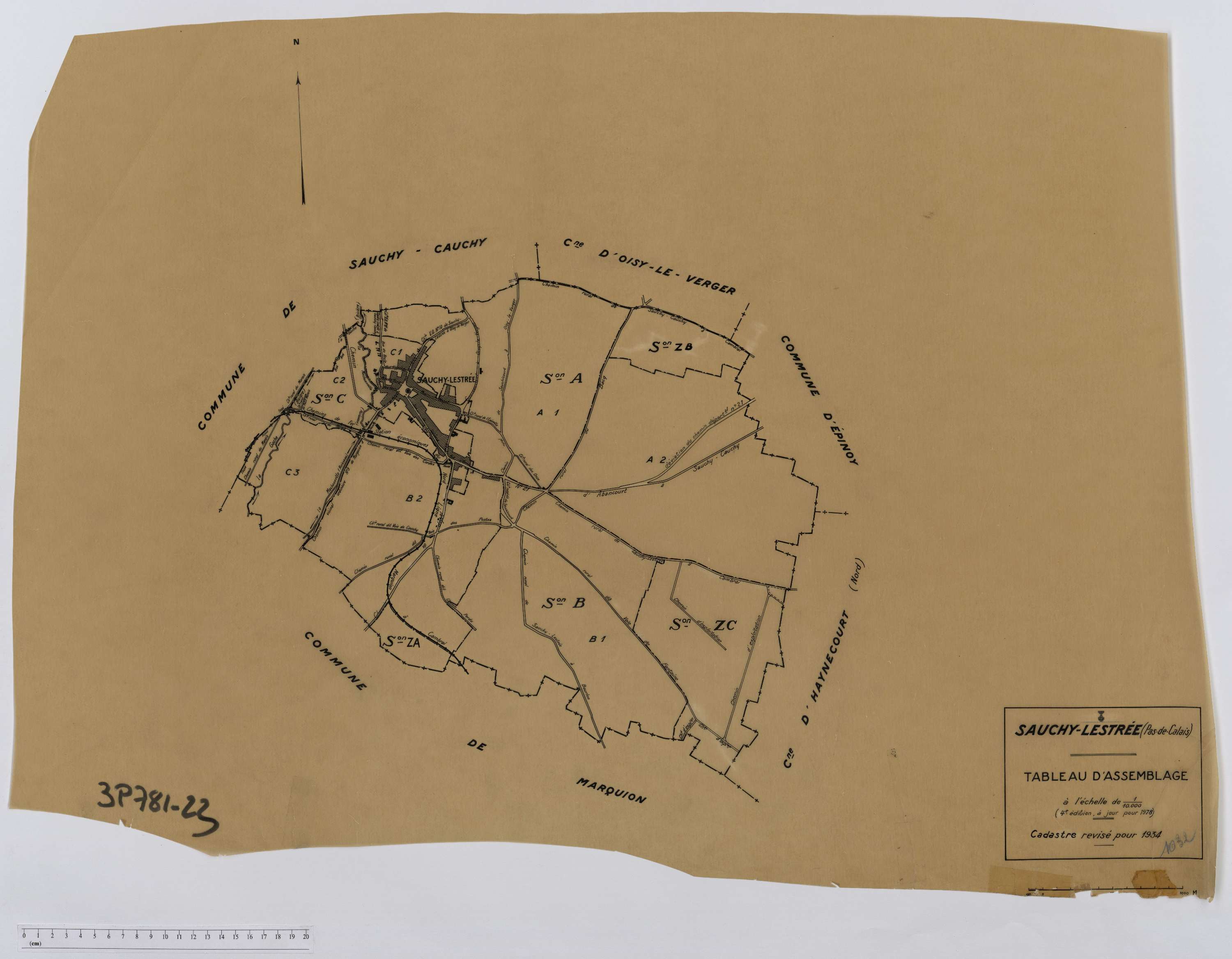 Sauchy-Lestrée - Tableau d'assemblage.