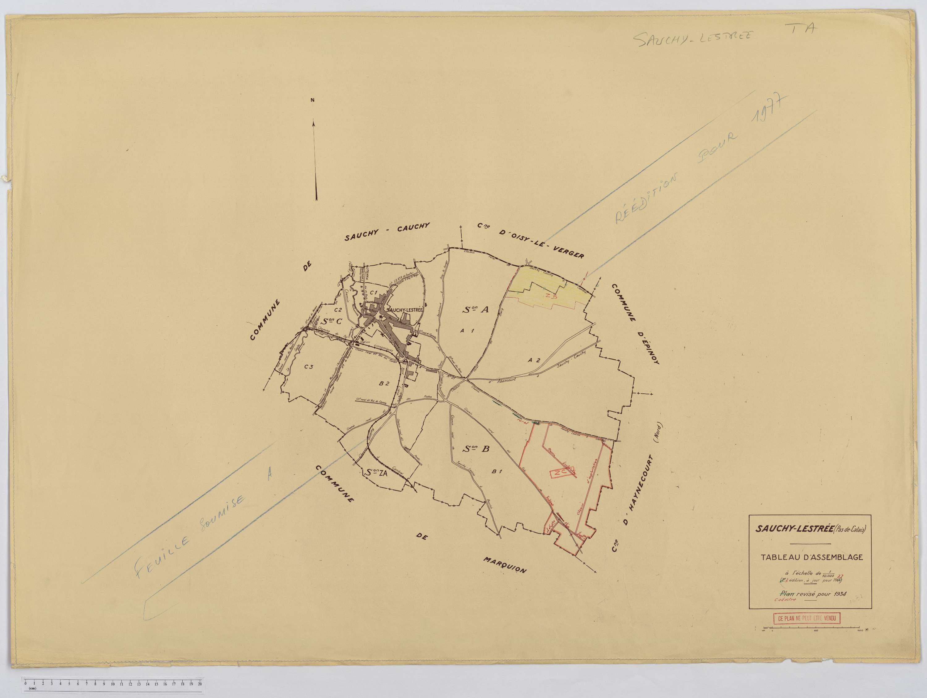 Sauchy-Lestrée - Tableau d'assemblage.