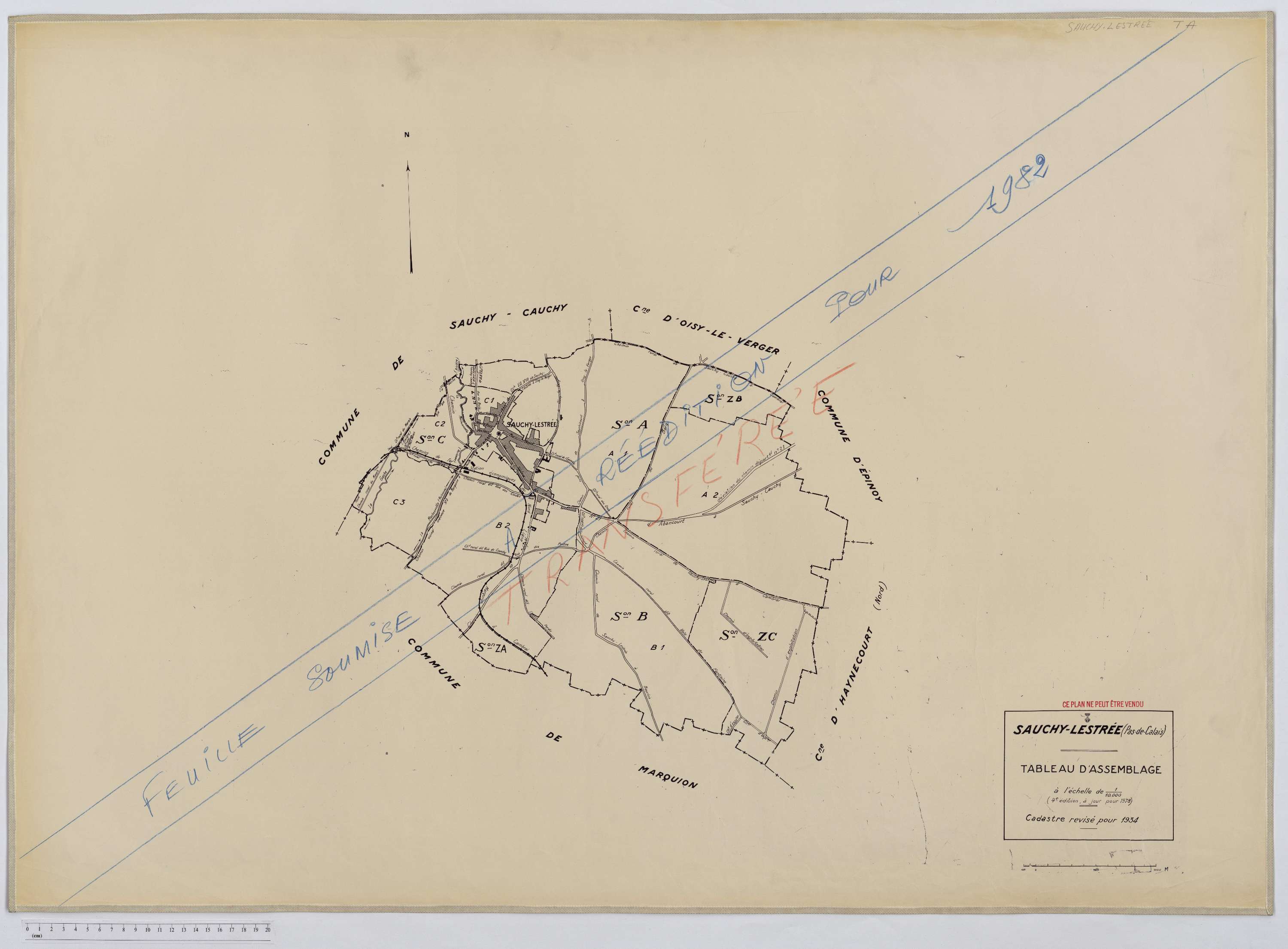 Sauchy-Lestrée - Tableau d'assemblage.