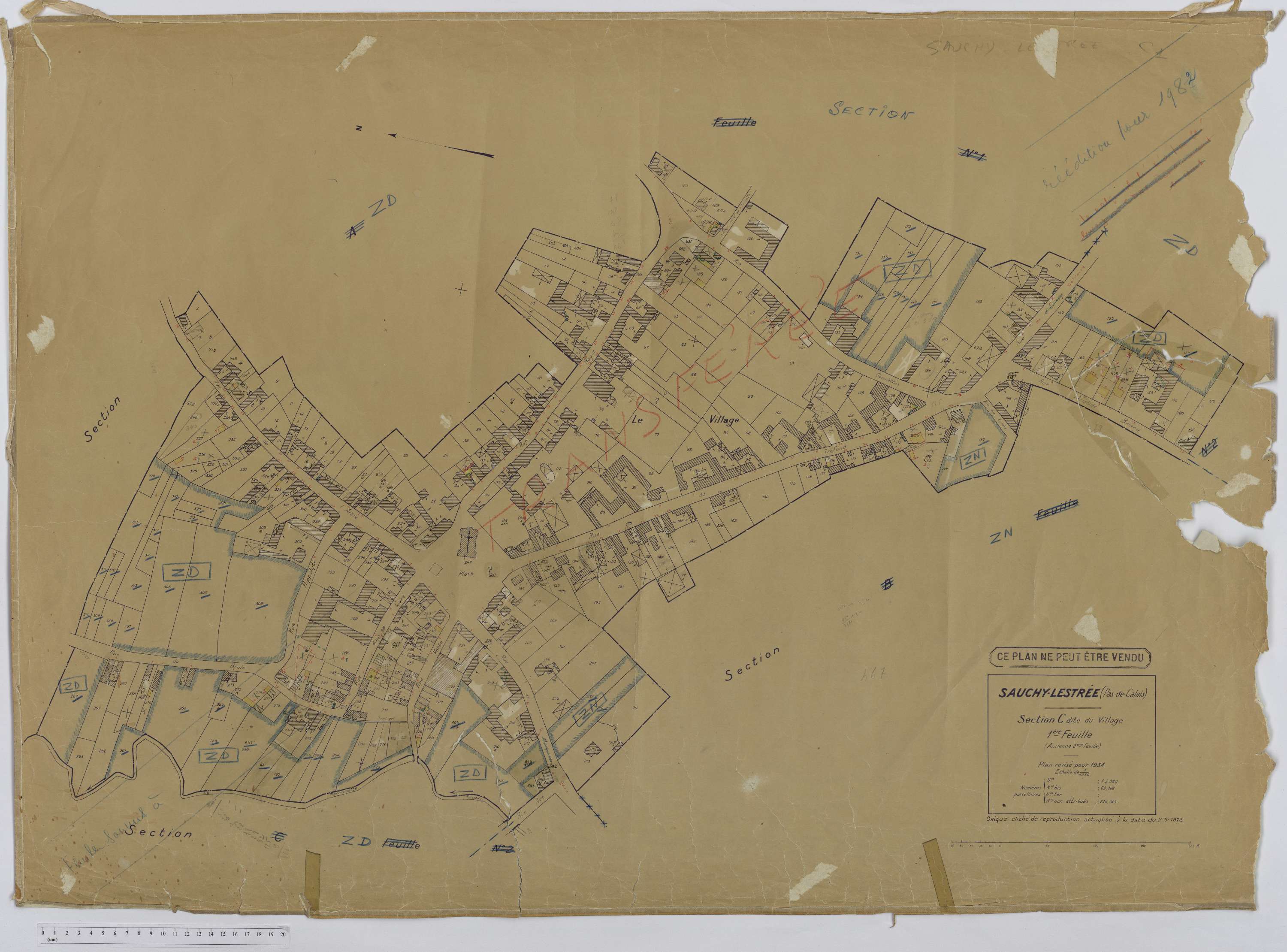 Sauchy-Lestrée - Section C, feuille 1.