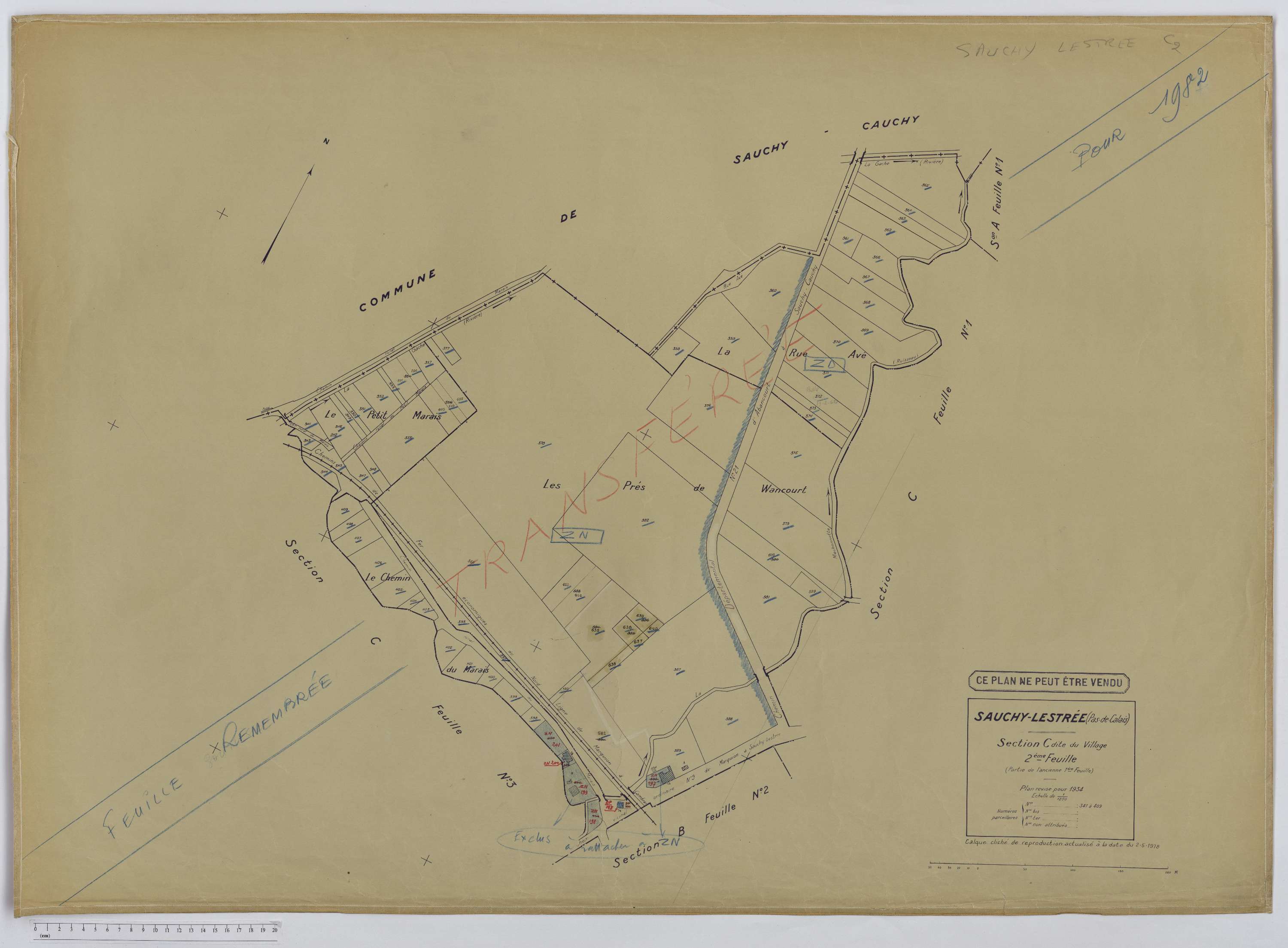 Sauchy-Lestrée - Section C, feuille 2.