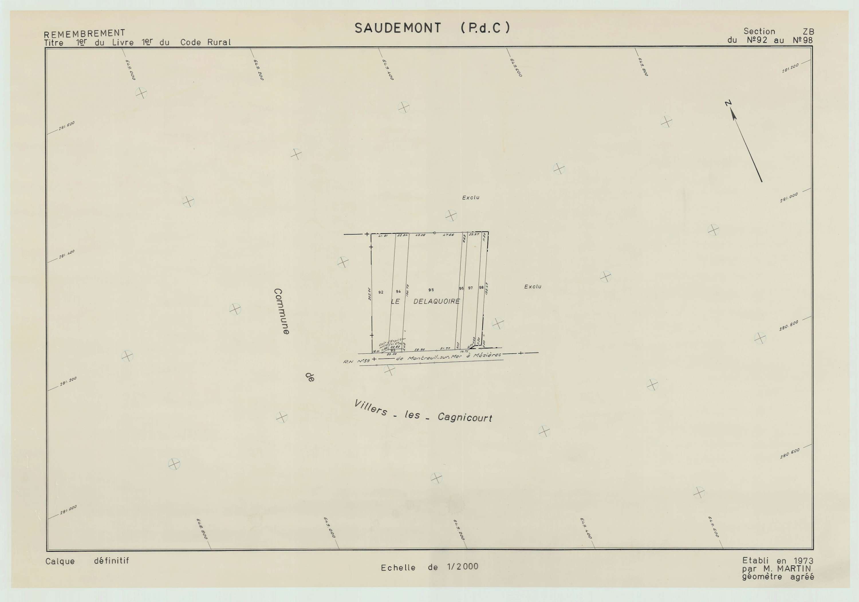 Saudemont - Plan de remembrement : section ZB.