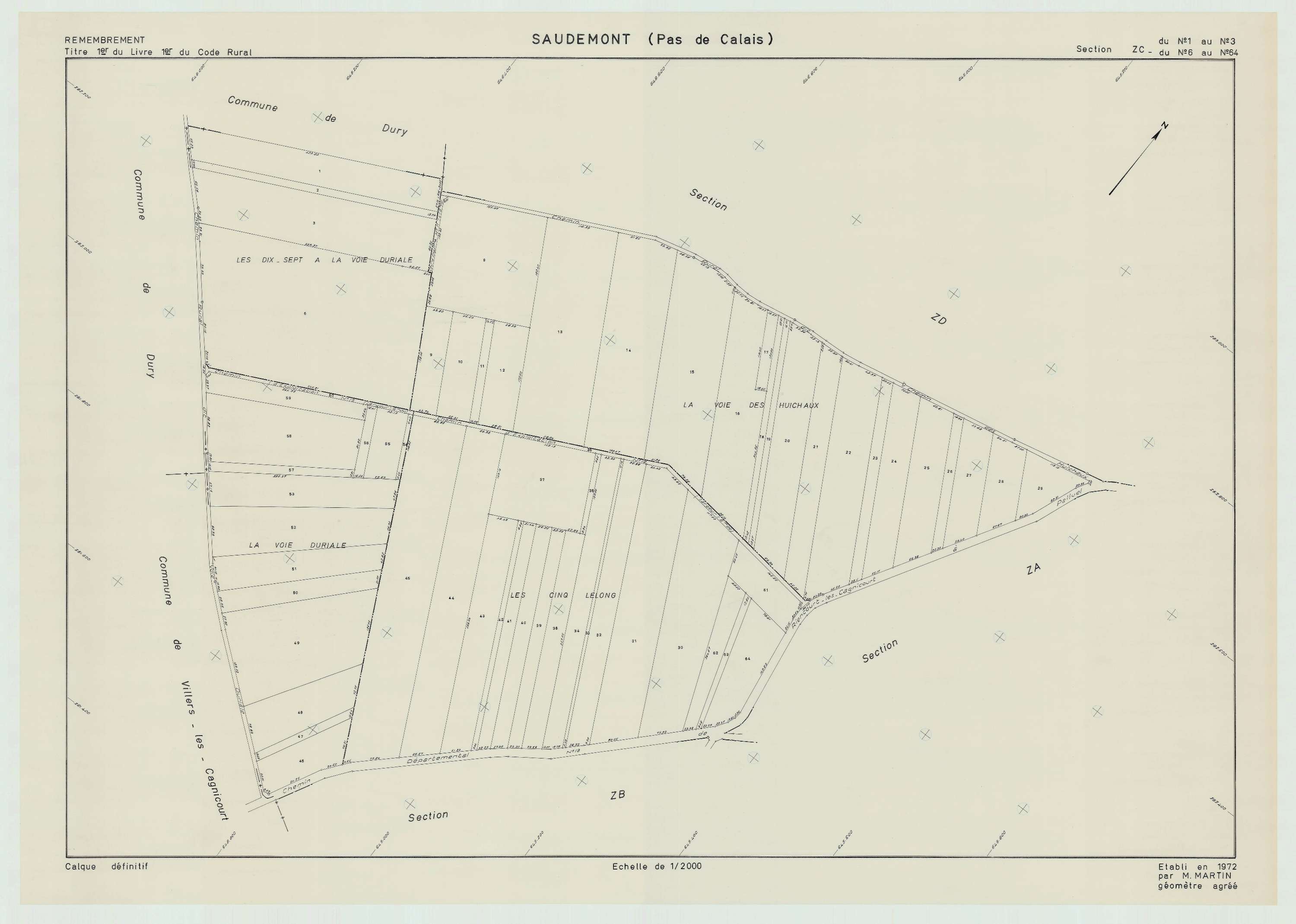 Saudemont - Plan de remembrement : section ZC.