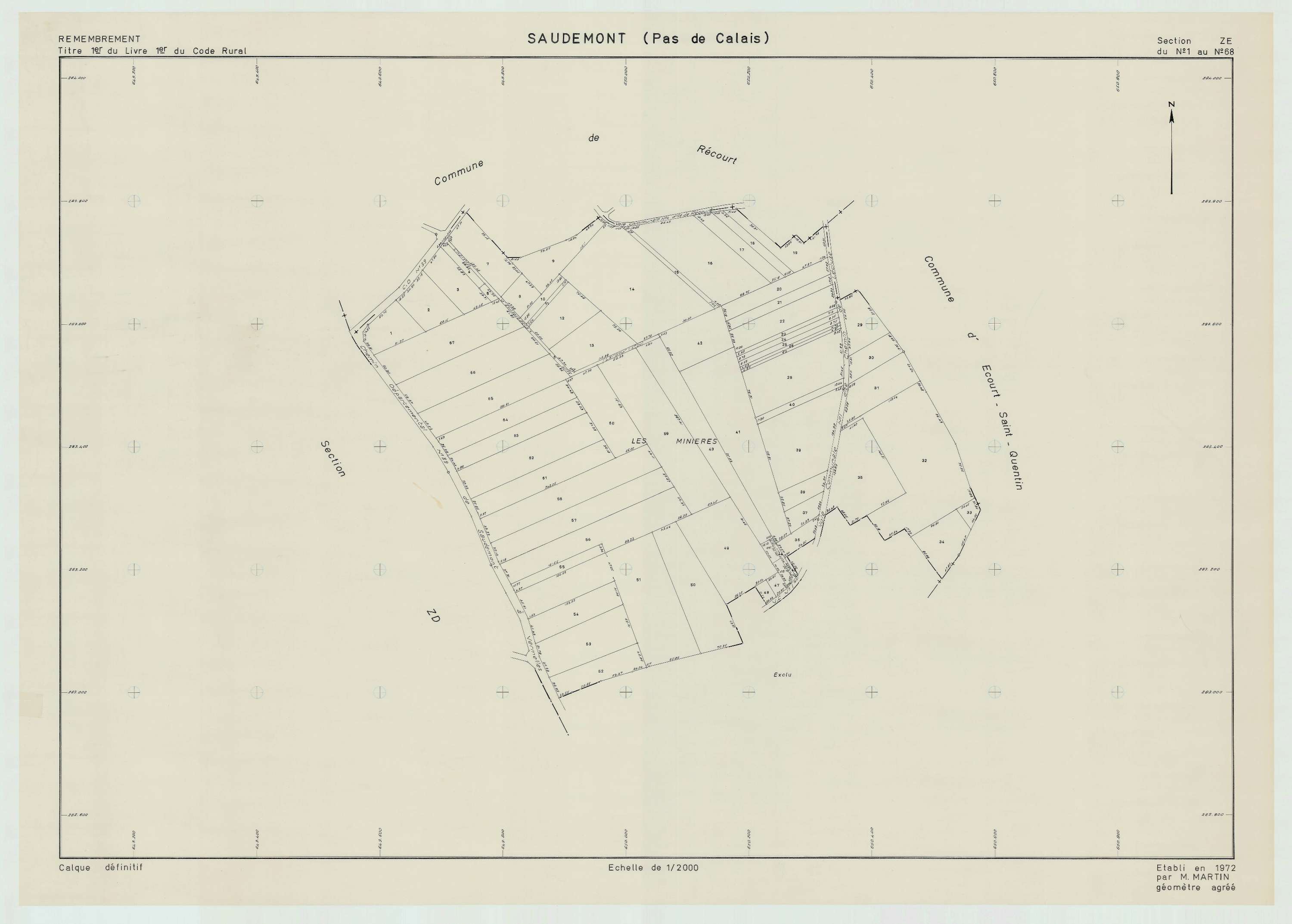 Saudemont - Plan de remembrement : section ZE.