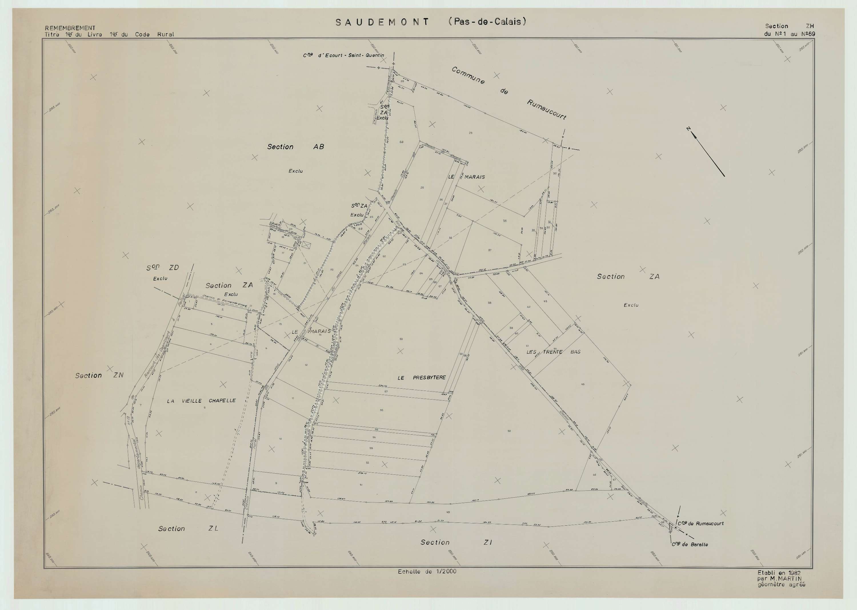 Saudemont - Plan de remembrement : section ZH.