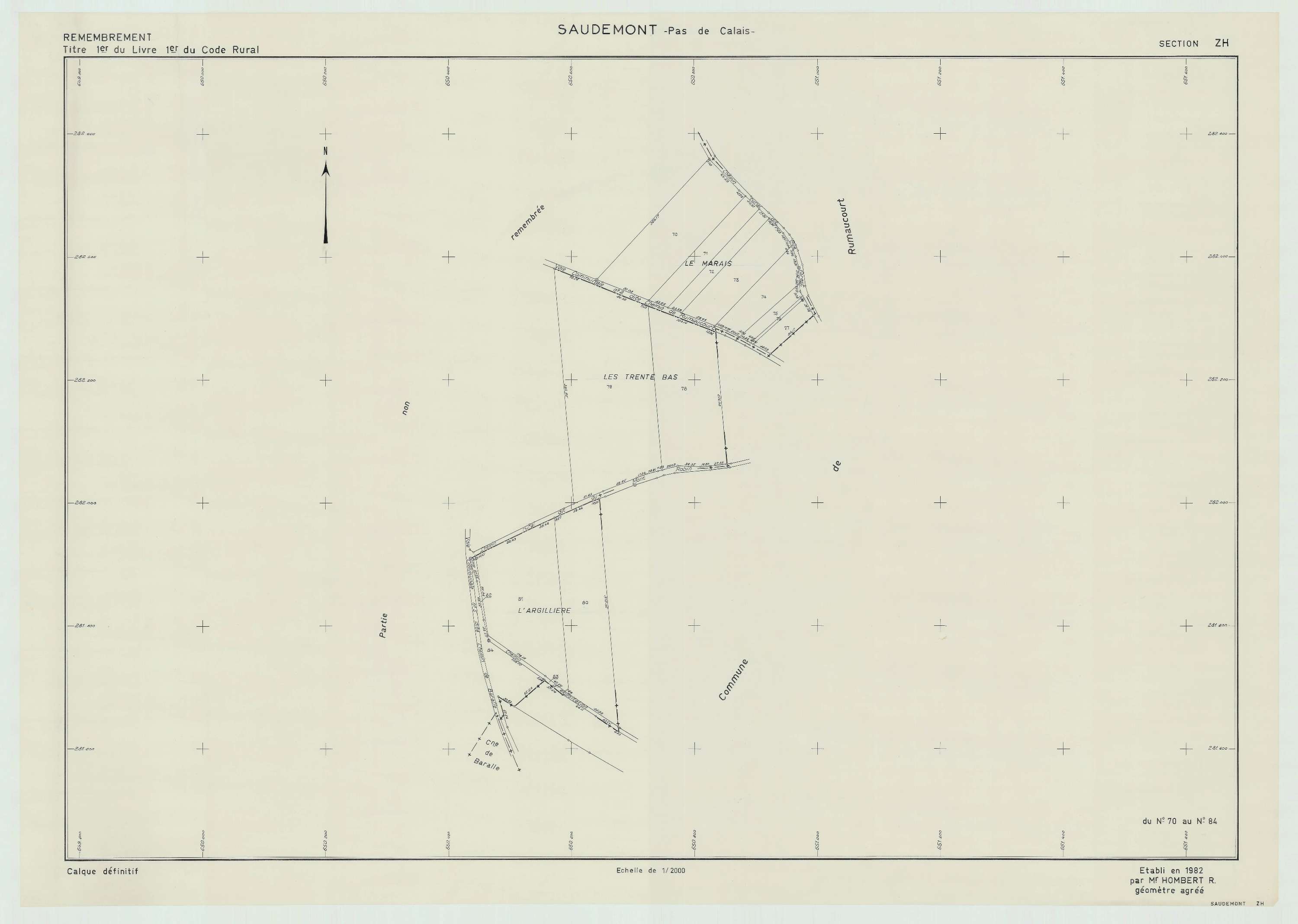 Saudemont - Plan de remembrement : section ZH.