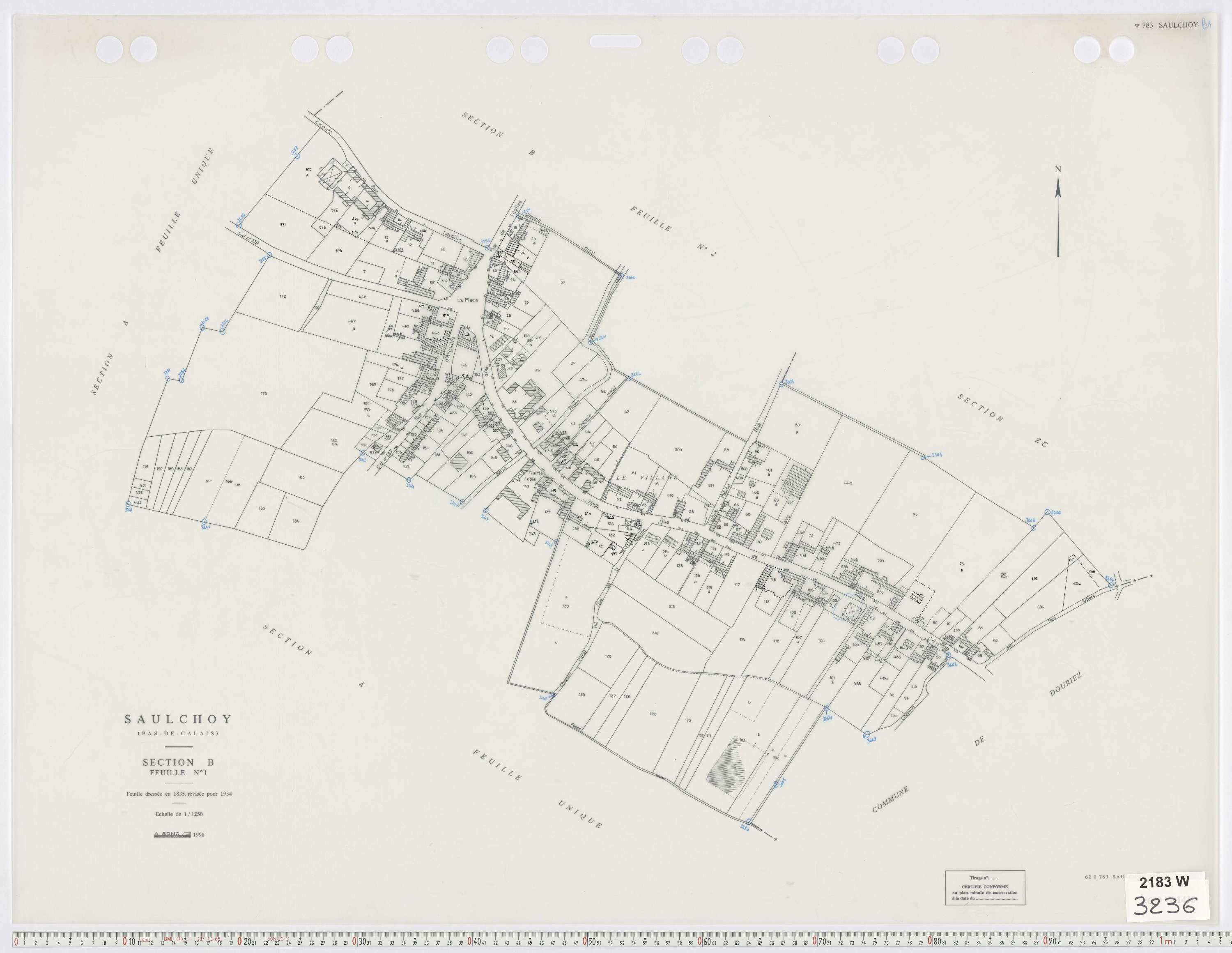 Saulchoy - Section B, feuille 1.