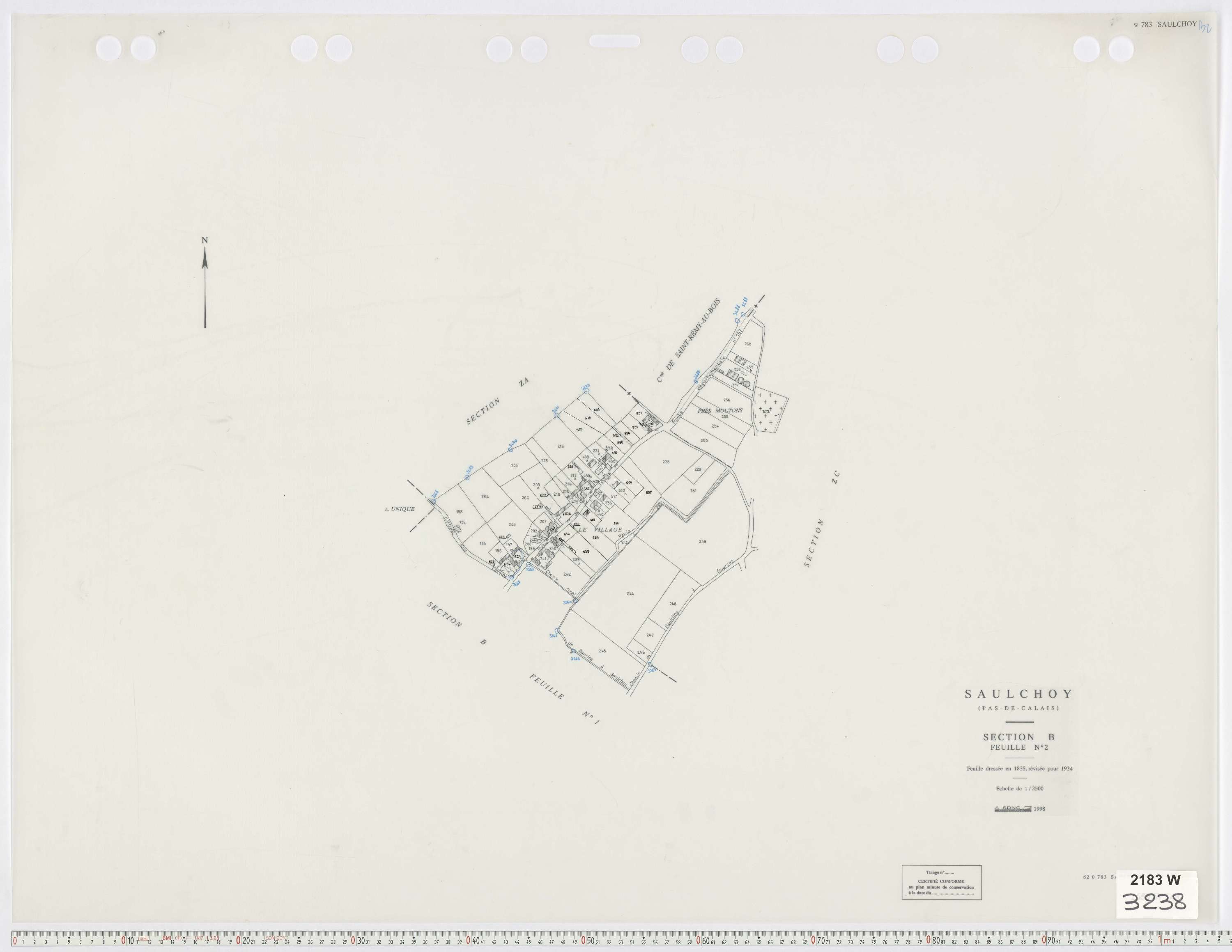 Saulchoy - Section B, feuille 2.