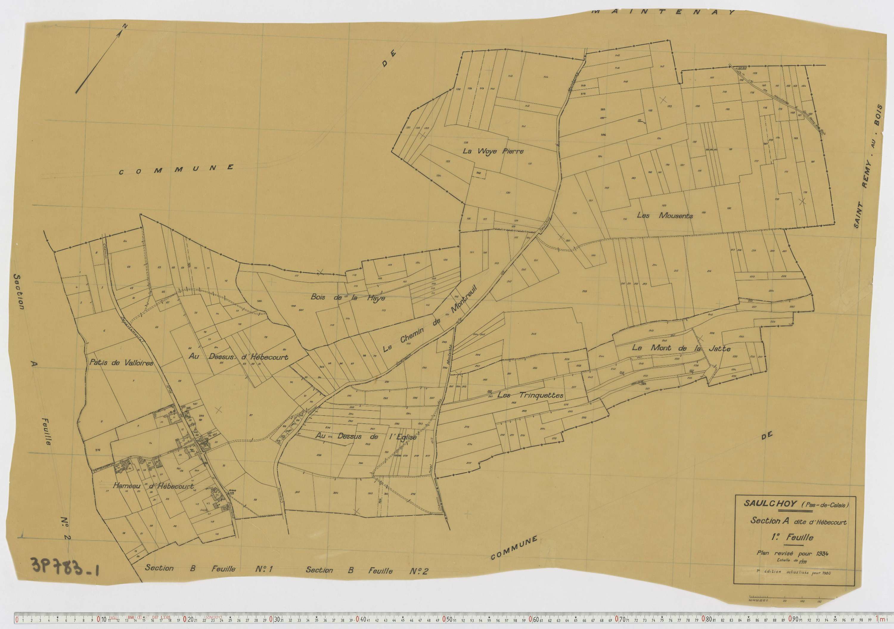 Saulchoy - Section A, feuille 1.