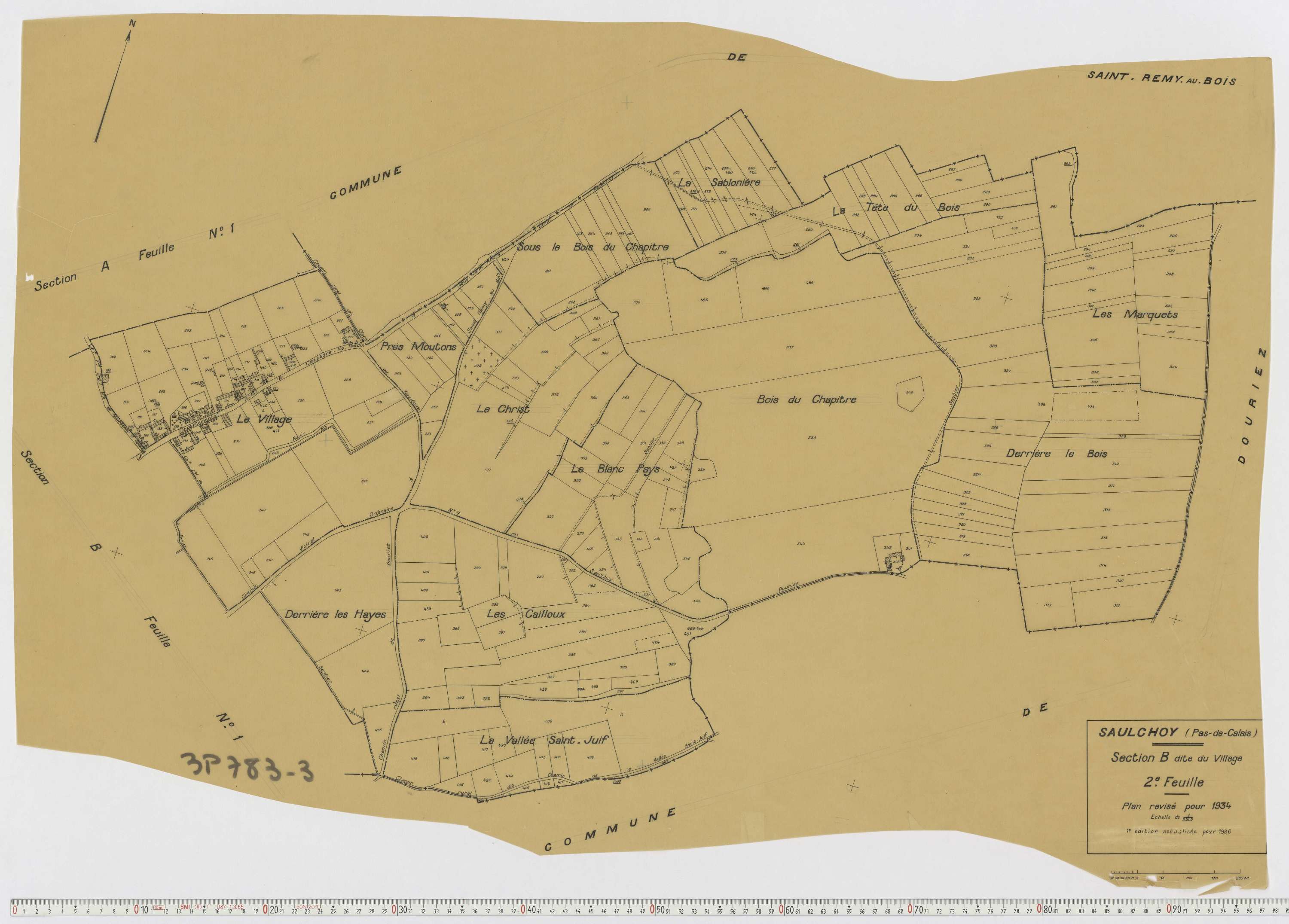 Saulchoy - Section B, feuille 2.