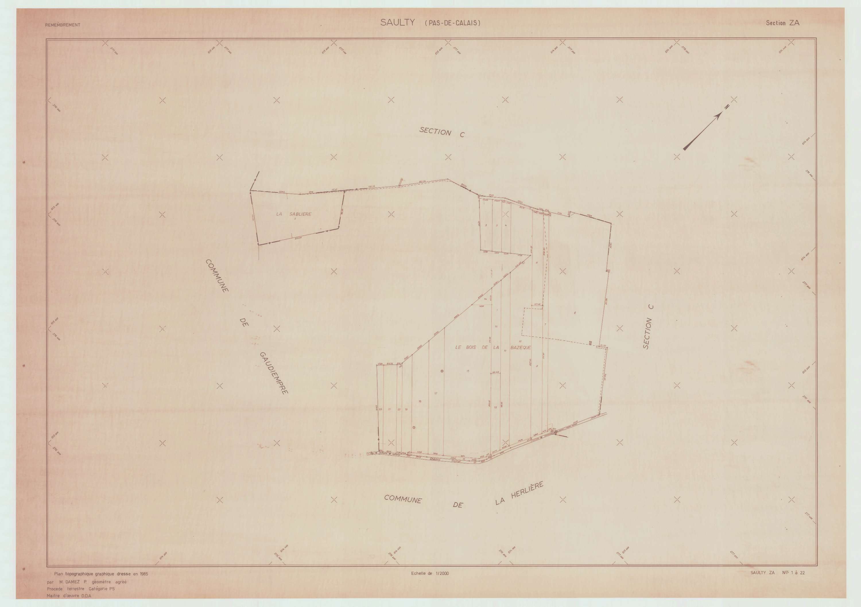 Saulty - Plan de remembrement : section ZA.