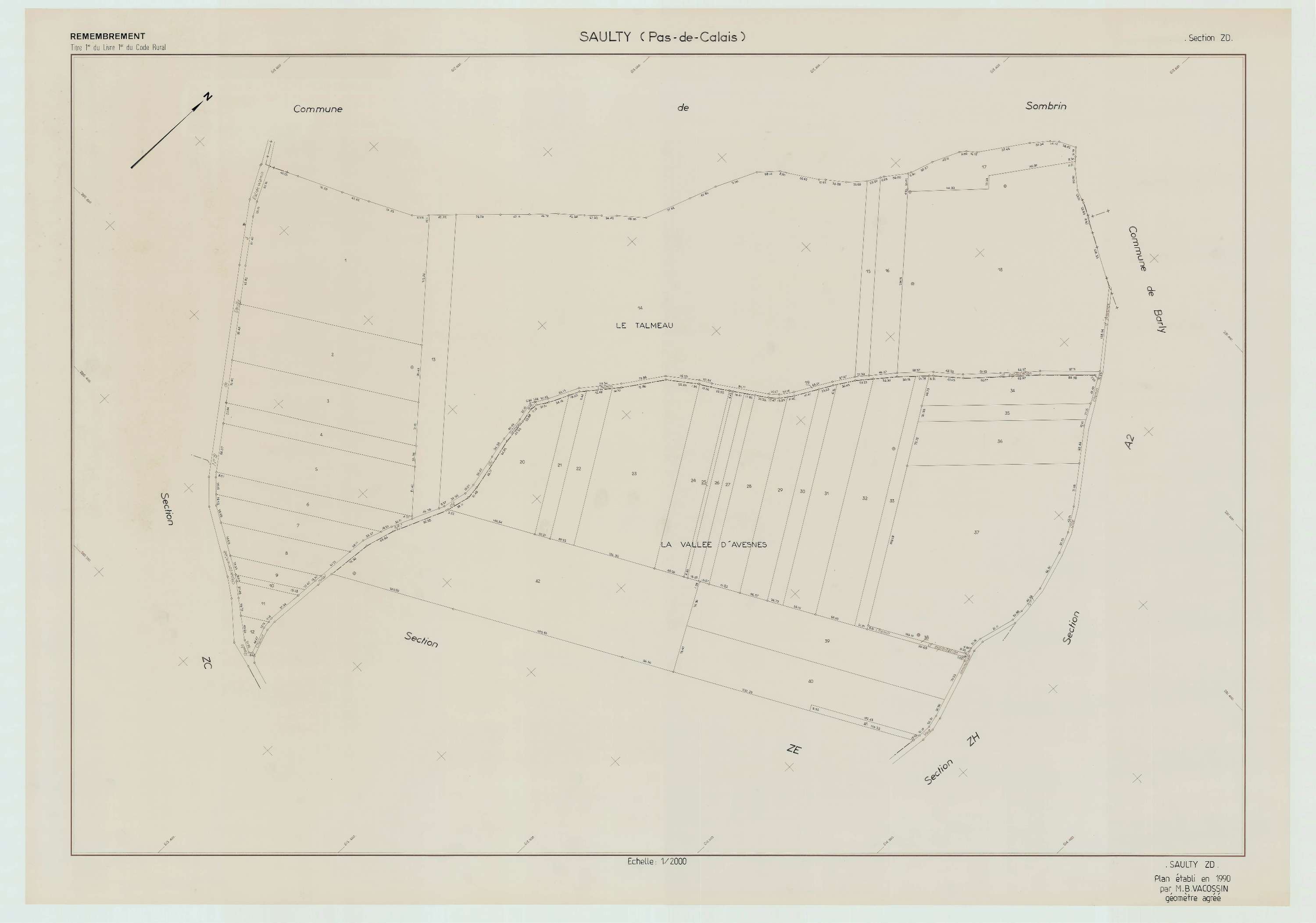 Saulty - Plan de remembrement : section ZD.
