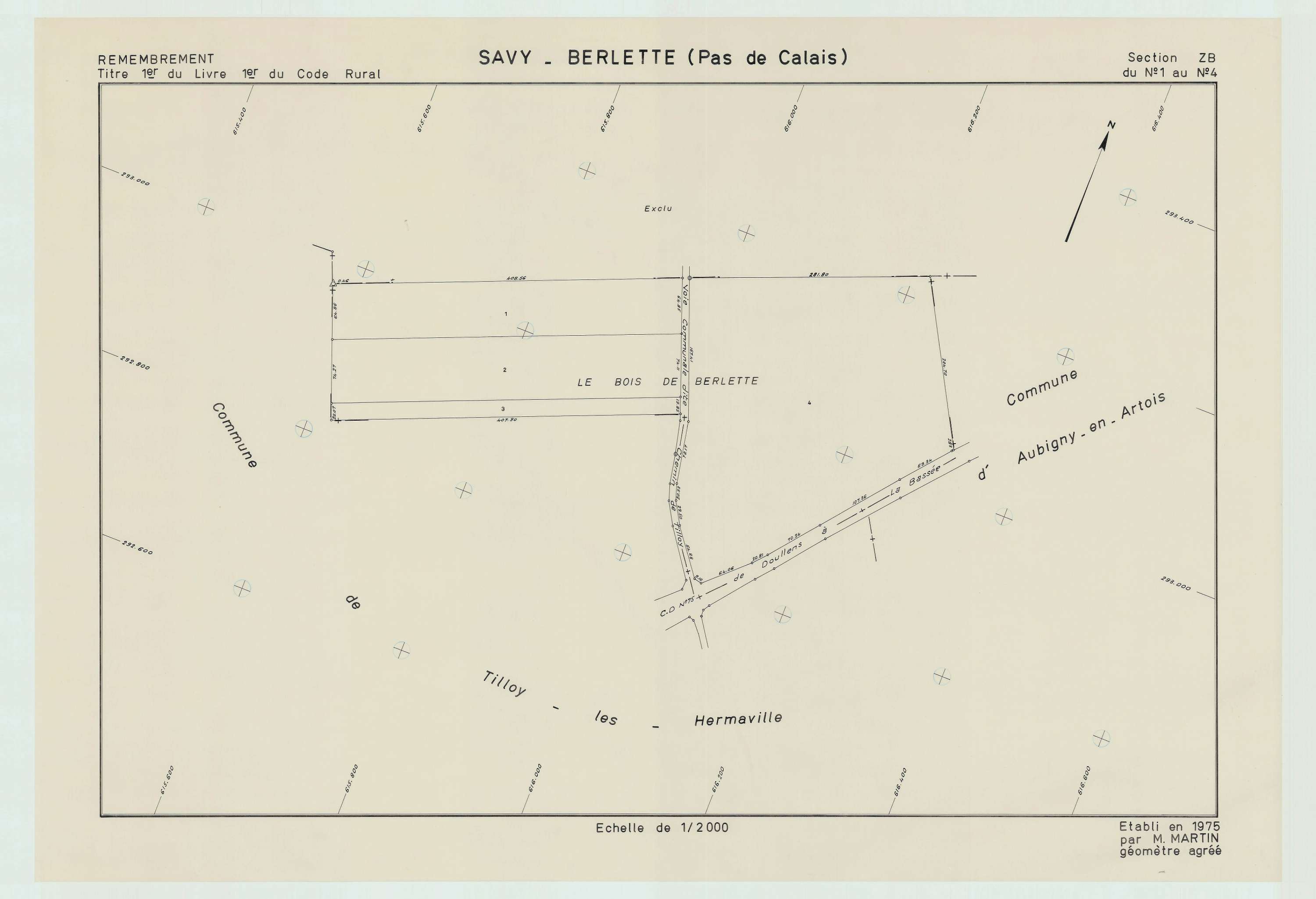 Savy-Berlette - Plan de remembrement : section ZB.