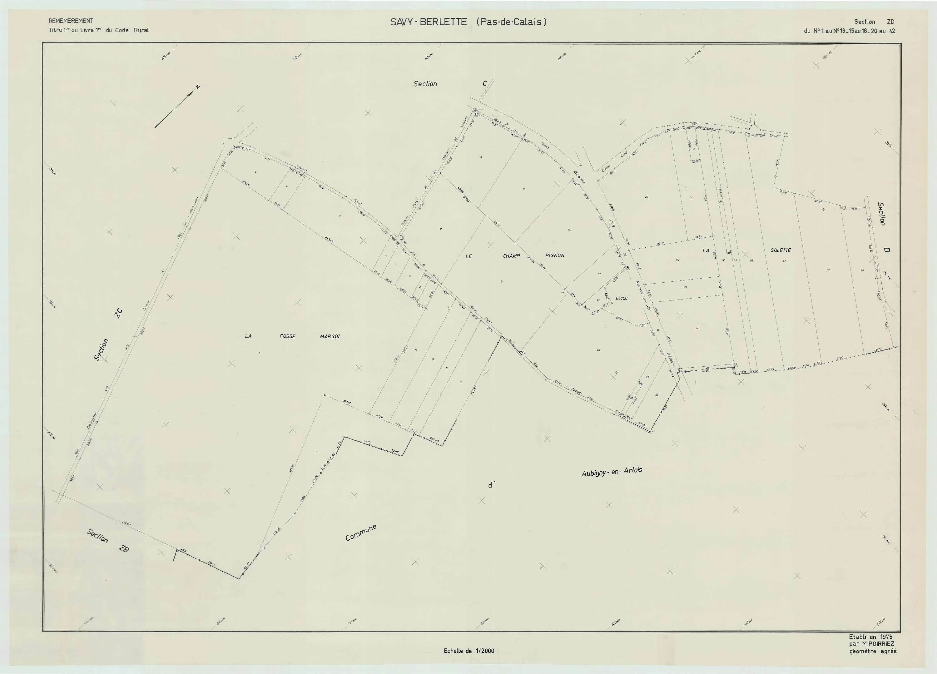 Savy-Berlette - Plan de remembrement : section ZD.