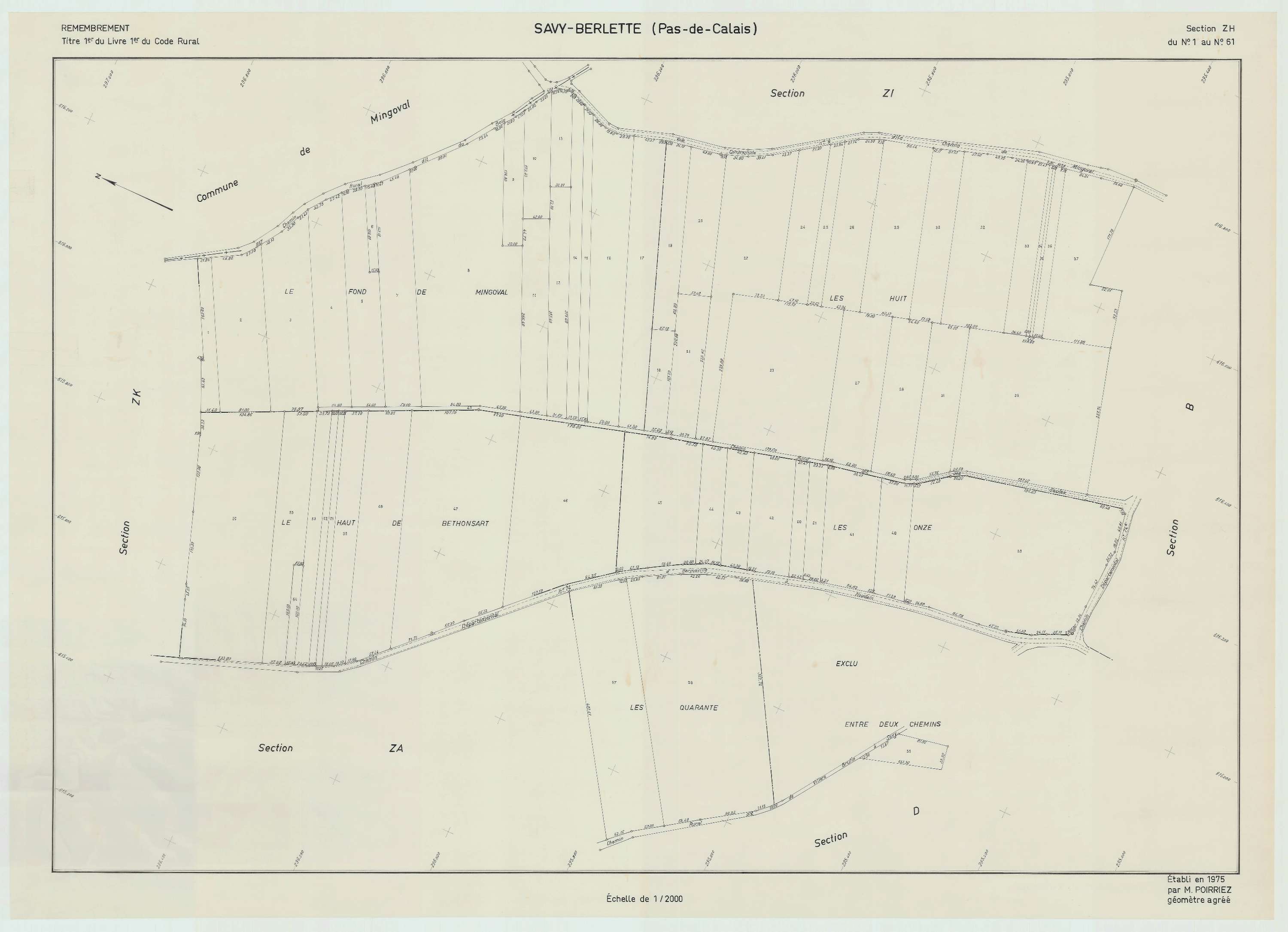 Savy-Berlette - Plan de remembrement : section ZH.