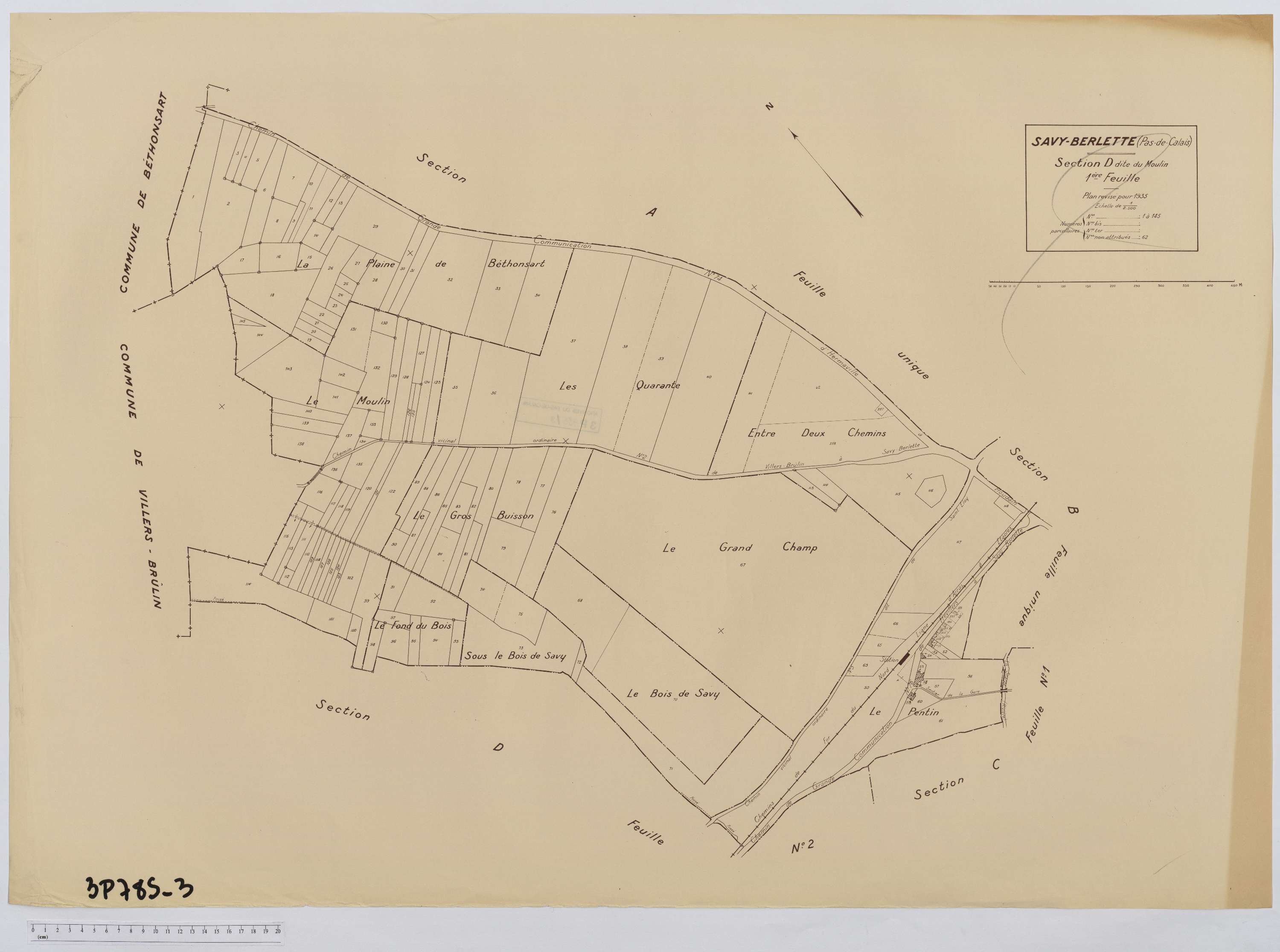Savy-Berlette - Section D, feuille 1.