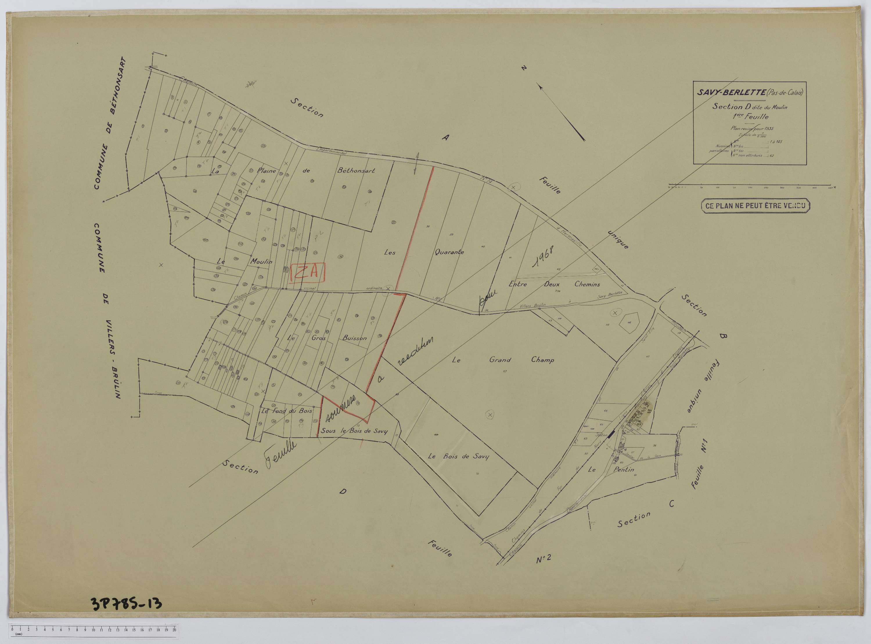 Savy-Berlette - Section D, feuille 1.