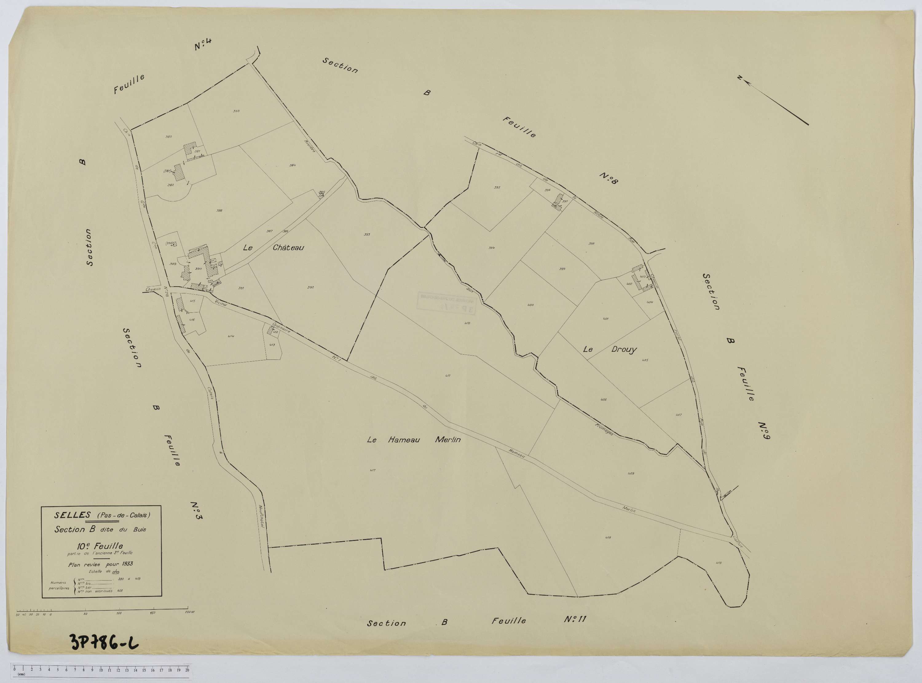 Selles - Section B, feuille 10.