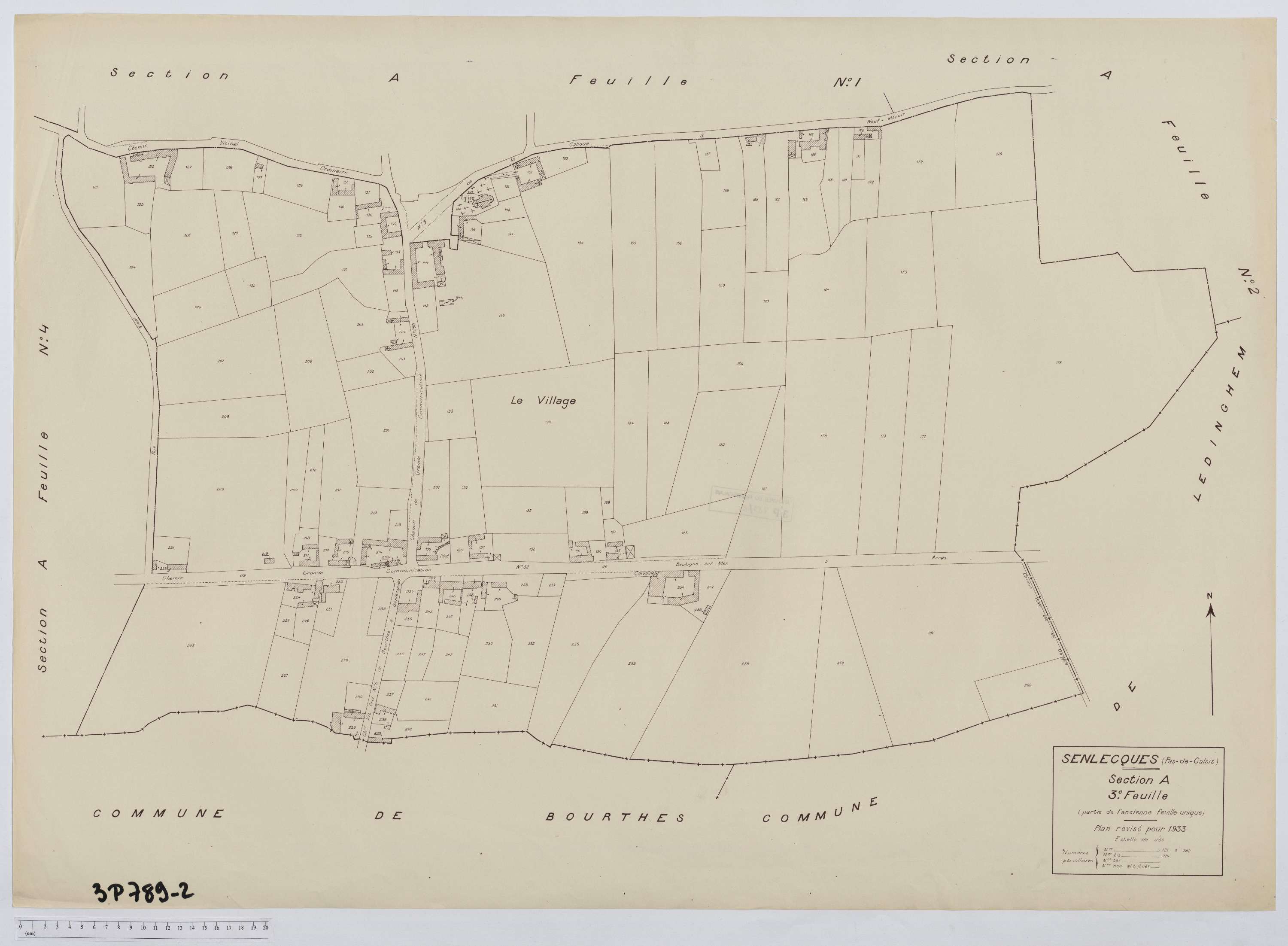 Senlecques - Section A, feuille 3.