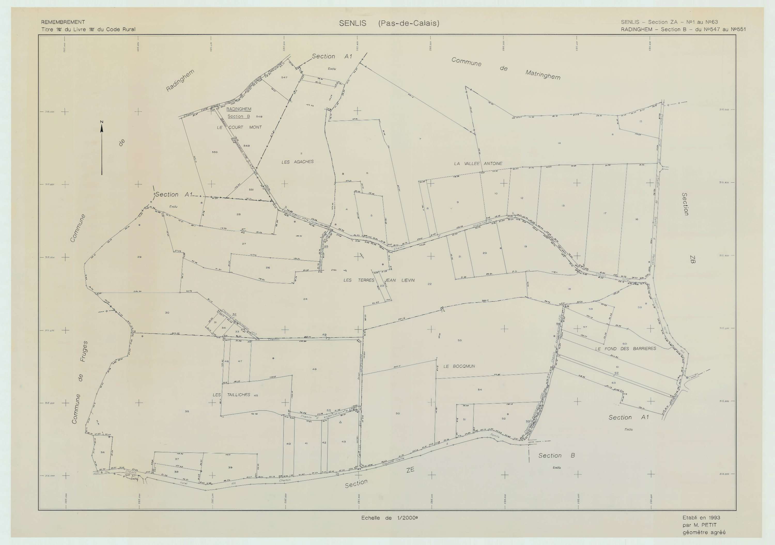 Senlis - Plan de remembrement : section ZA.