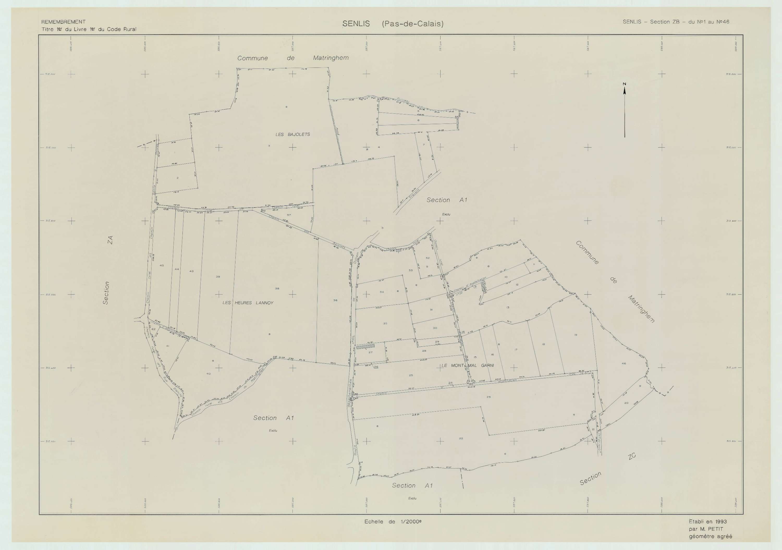 Senlis - Plan de remembrement : section ZB.