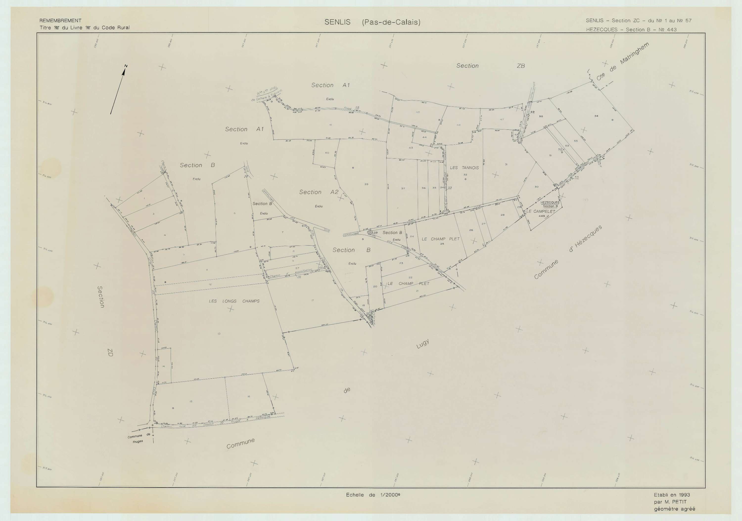 Senlis - Plan de remembrement : section ZC.