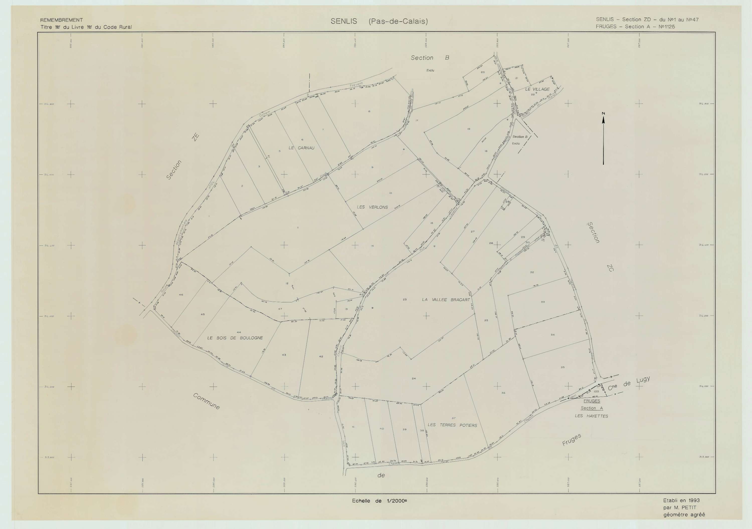 Senlis - Plan de remembrement : section ZD.